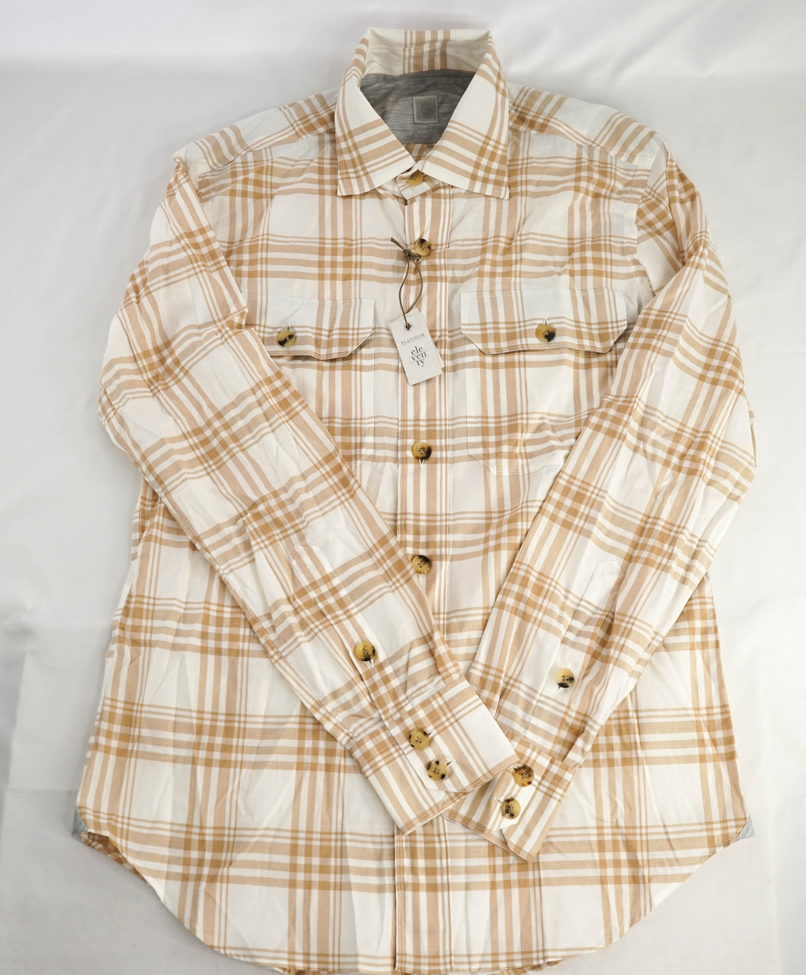 $595 ELEVENTY PLATINUM - Light Sand / White Shirt Jacket Coat - M