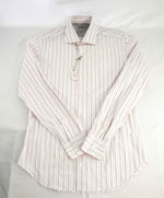 $395 ELEVENTY - *Spread Collar* White Stripe Dress Shirt - M