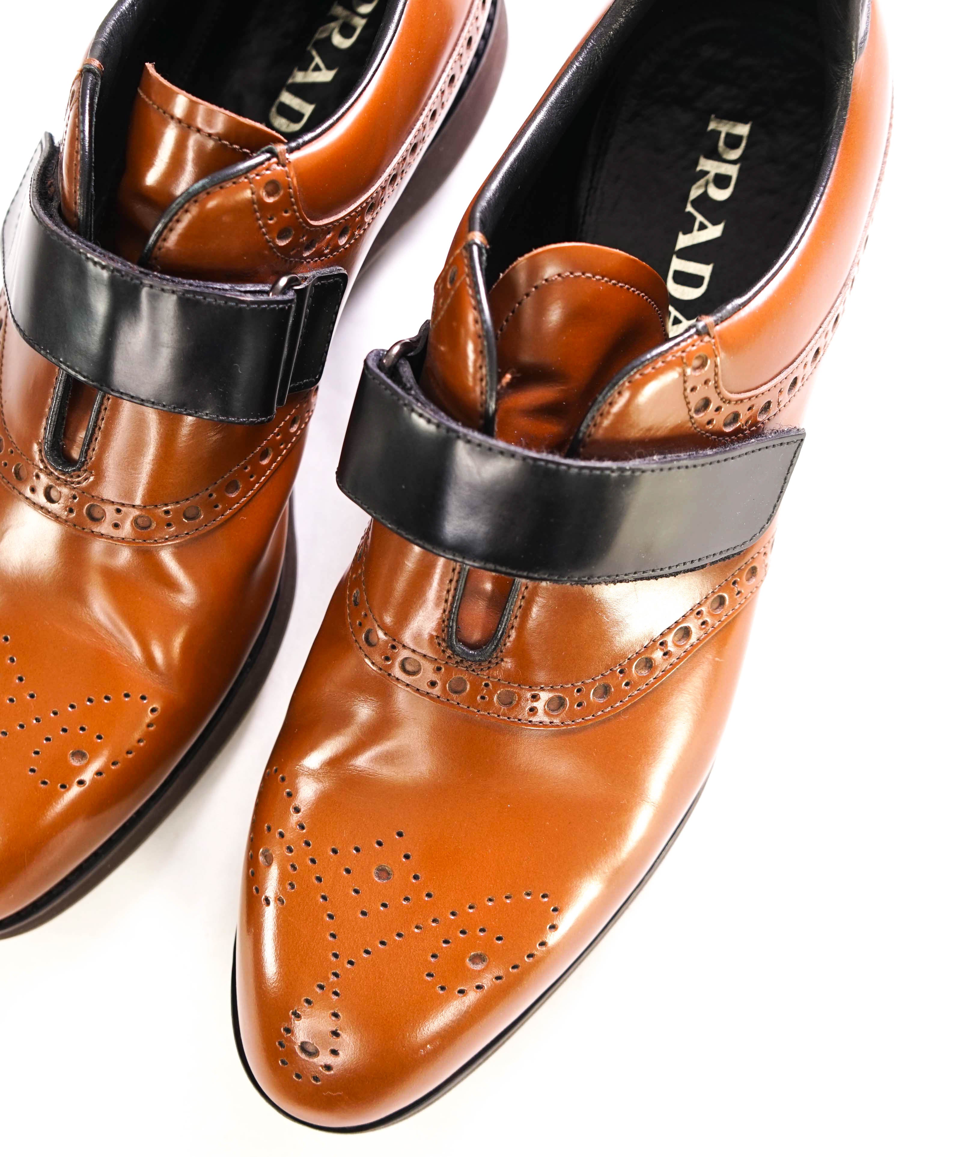 $1,150 PRADA - Brown/Black Brogue Sleek Golf Cleat Shoes - 10 US (9 Prada)