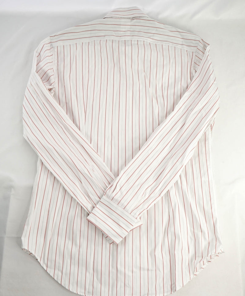 $395 ELEVENTY - *Spread Collar* White Stripe Dress Shirt - M