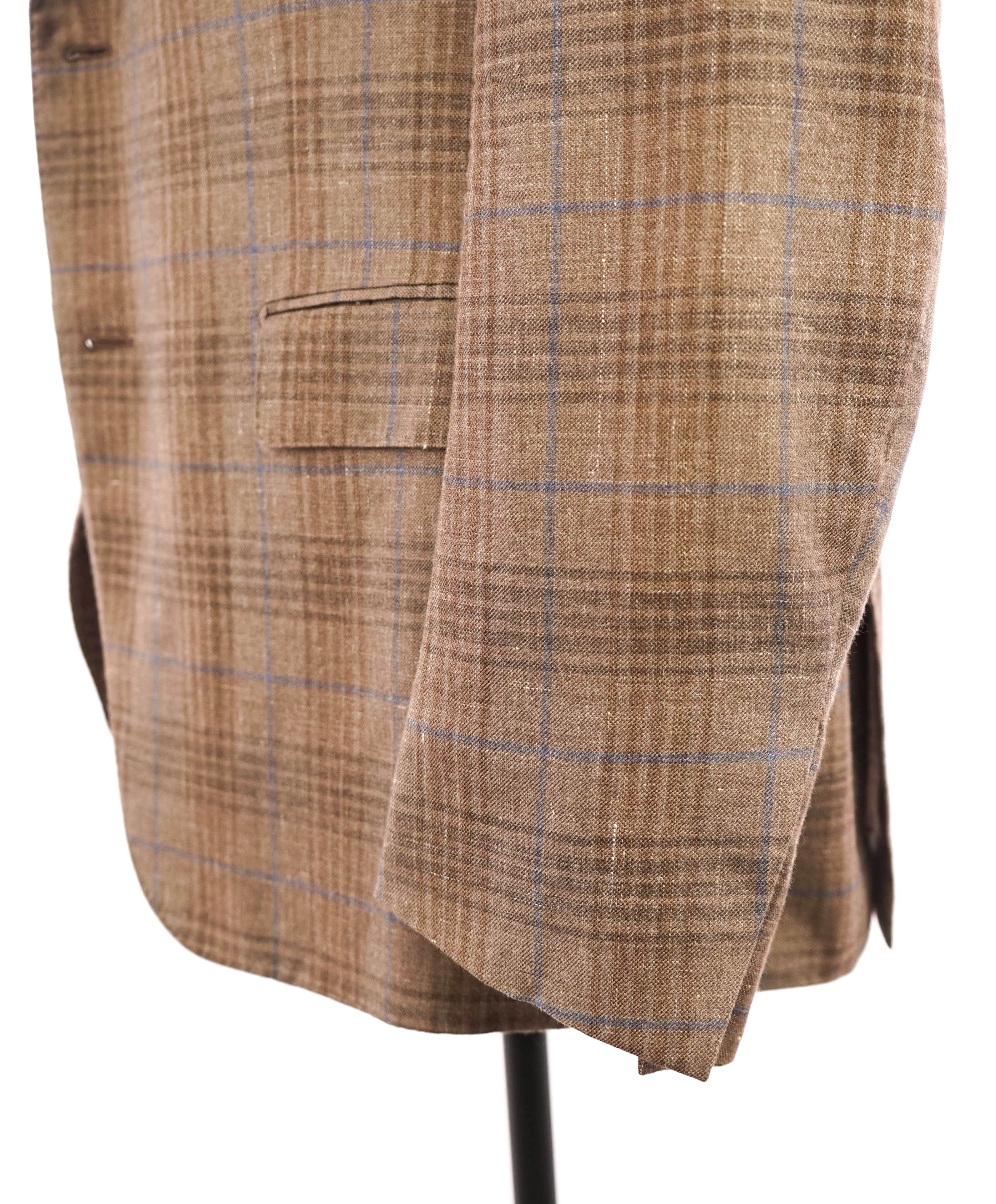 ERMENEGILDO ZEGNA - Camel/Blue Check *CASHMERE* SILK/LINEN Blazer - 44R