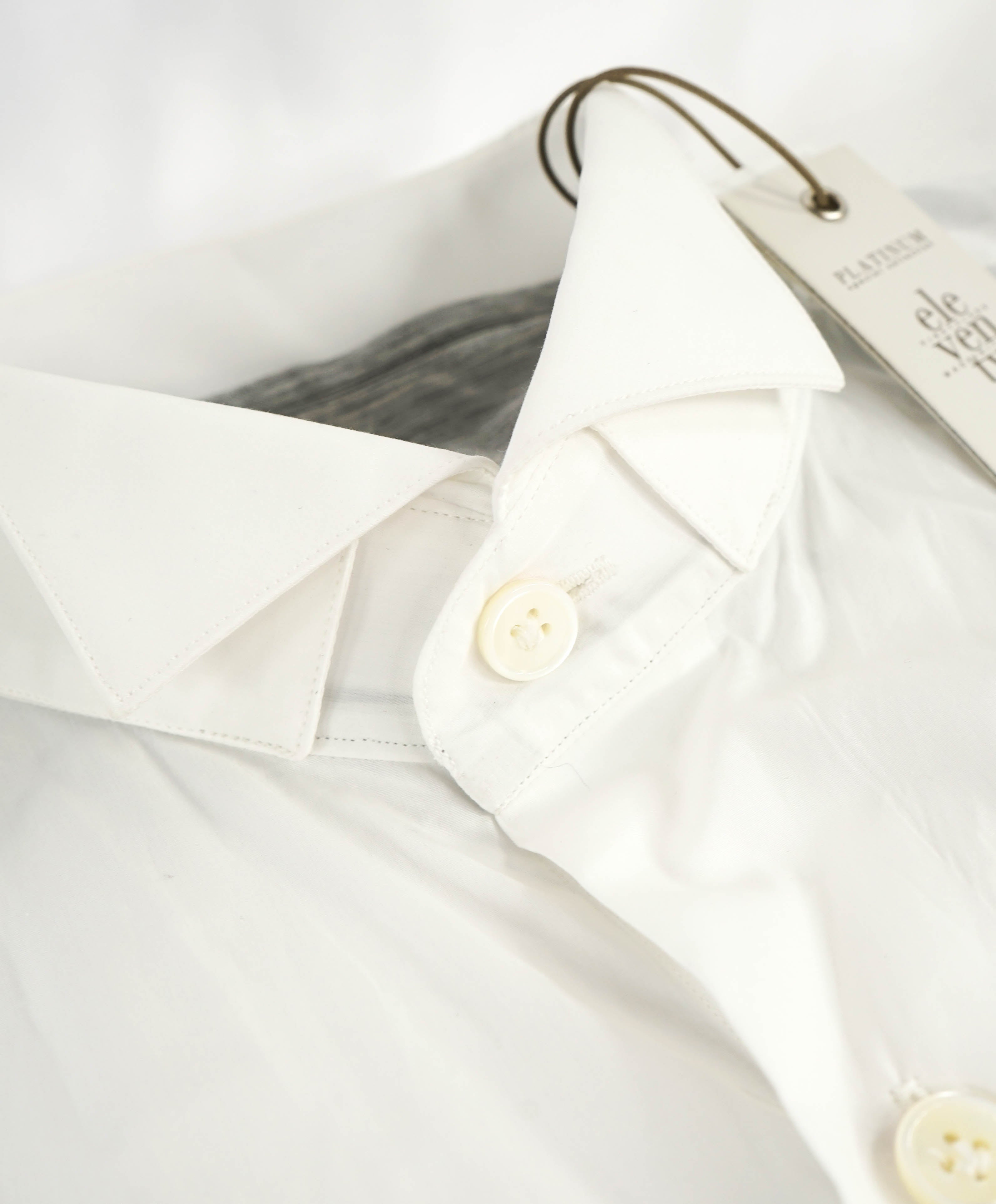 $395 ELEVENTY - White Wing Collar Button Down Shirt - M