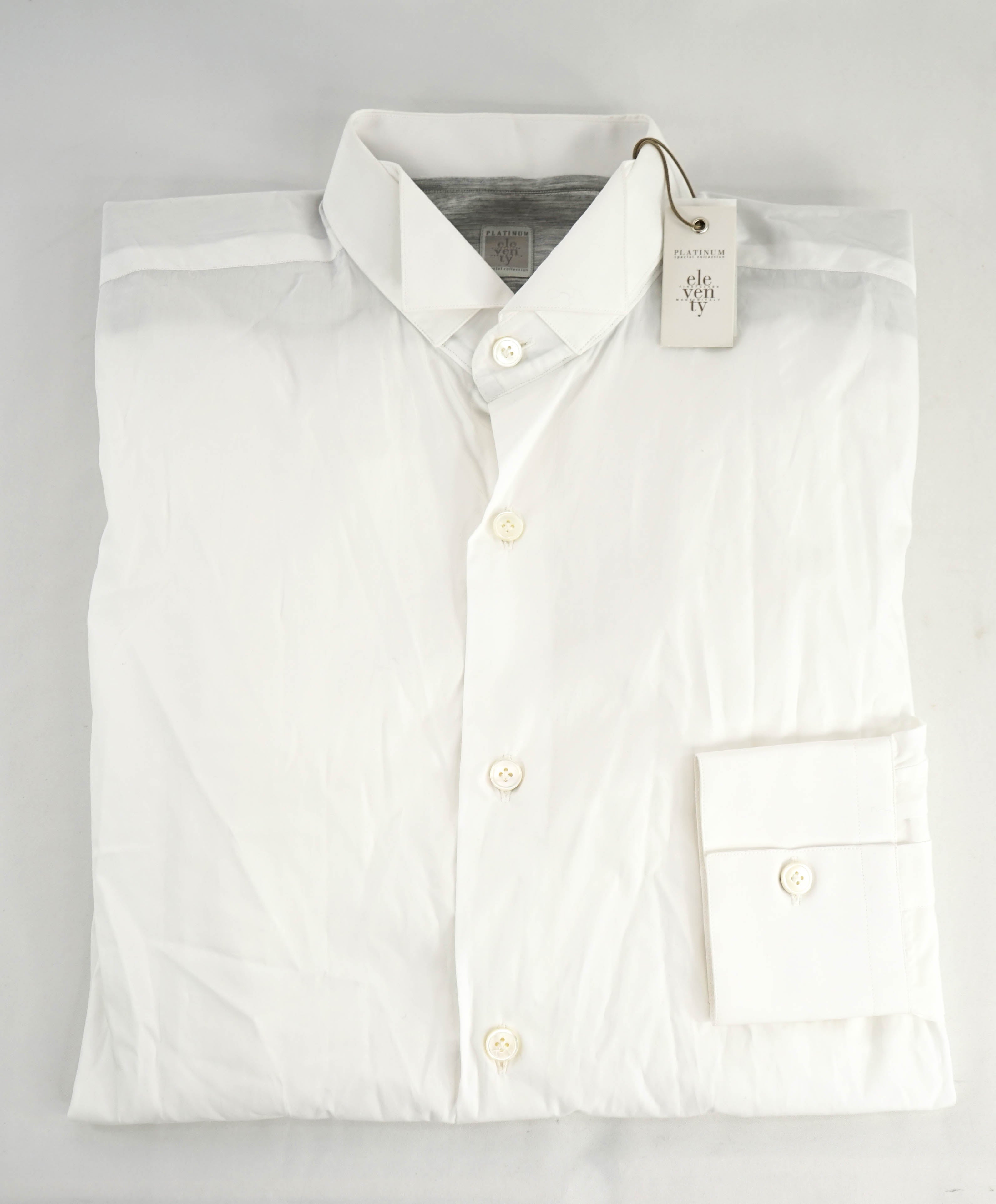 $395 ELEVENTY - White Wing Collar Button Down Shirt - M