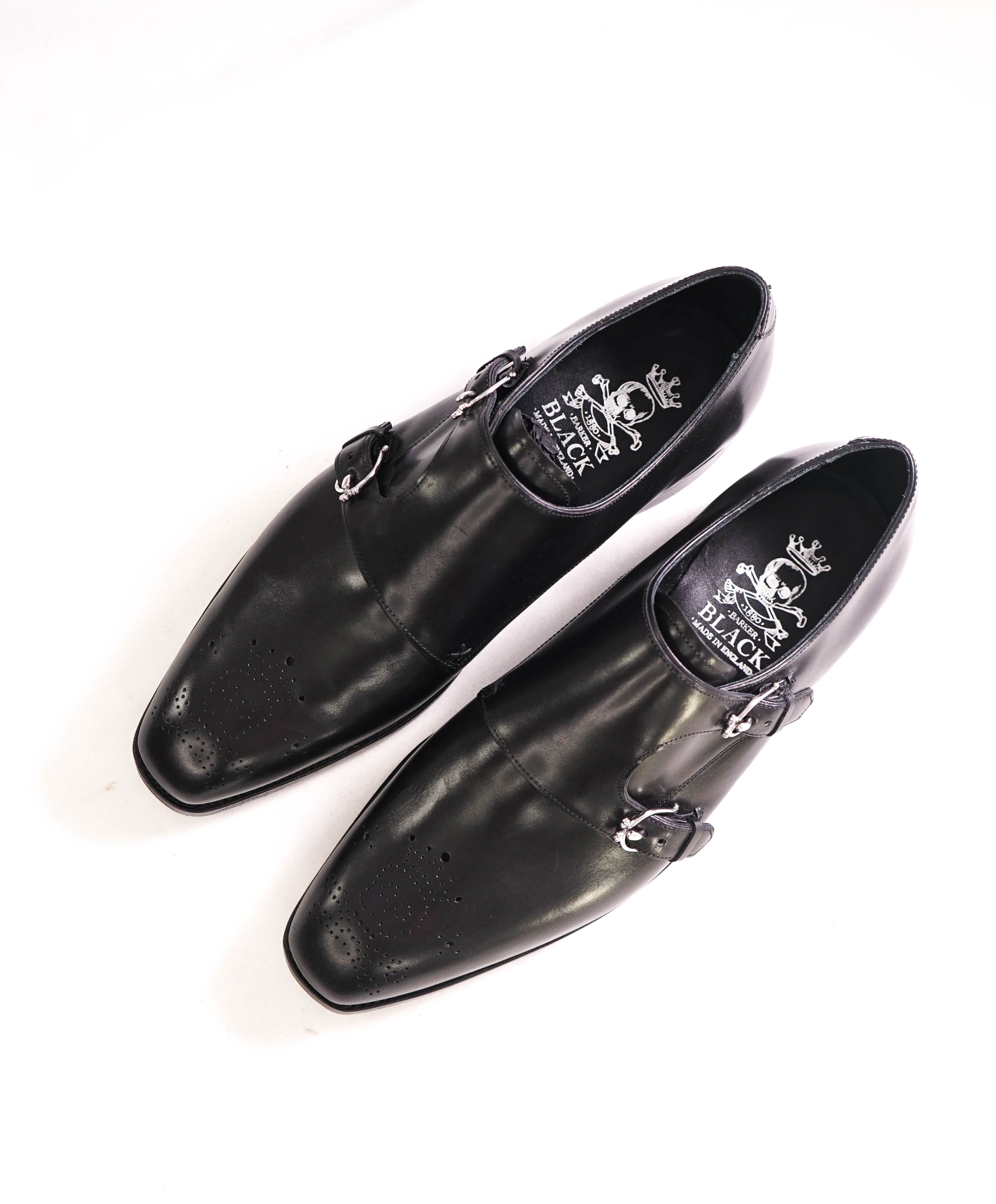 $875 BARKER BLACK - "DOUBLE MONK" Iconic Black Logo Loafer - 9.5US (8.5 UK)