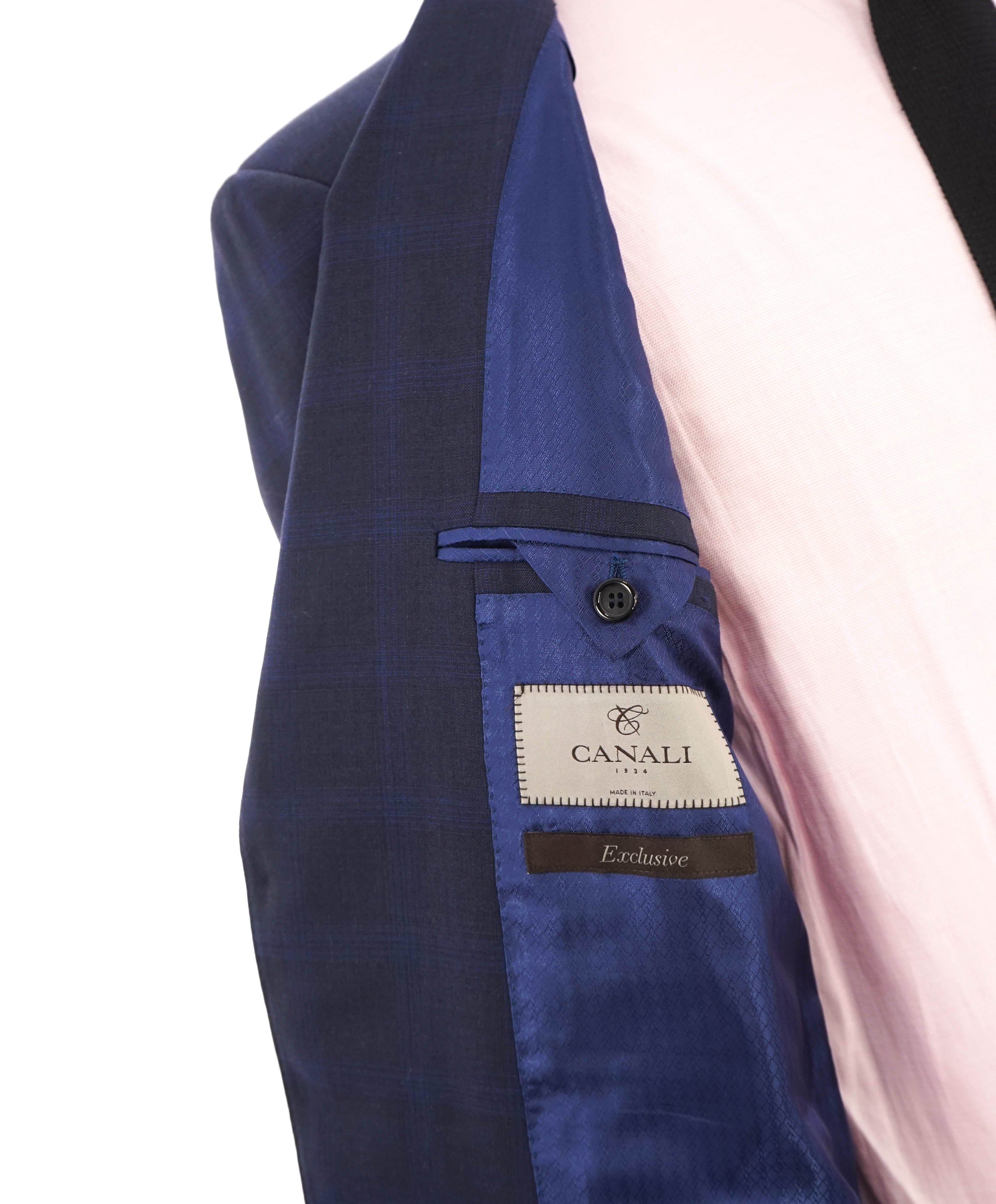 $2,495 CANALI - "EXCLUSIVE Super 160's" Blue Check Blazer - 38R