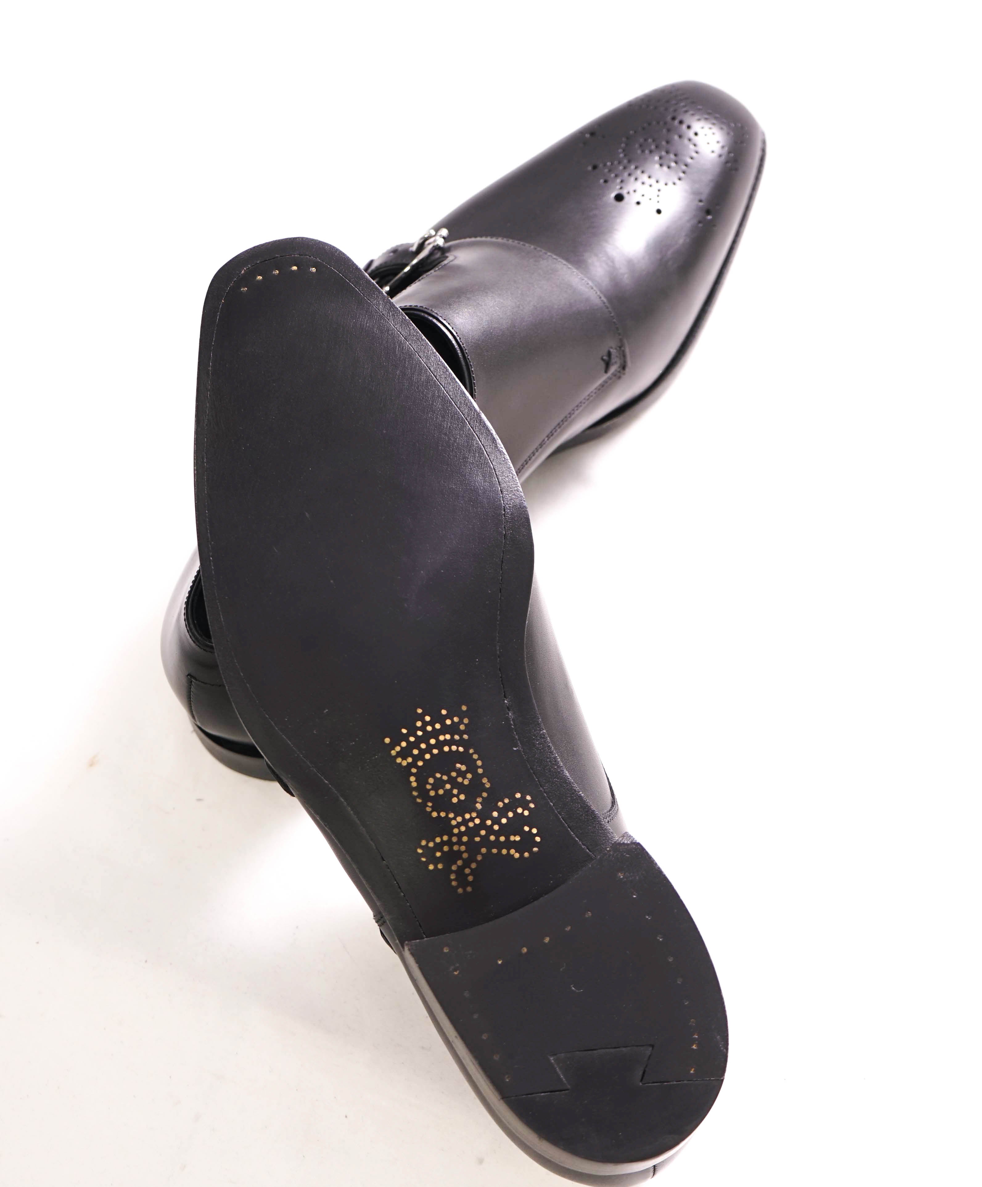 $875 BARKER BLACK - "DOUBLE MONK" Iconic Black Logo Loafer - 9.5US (8.5 UK)