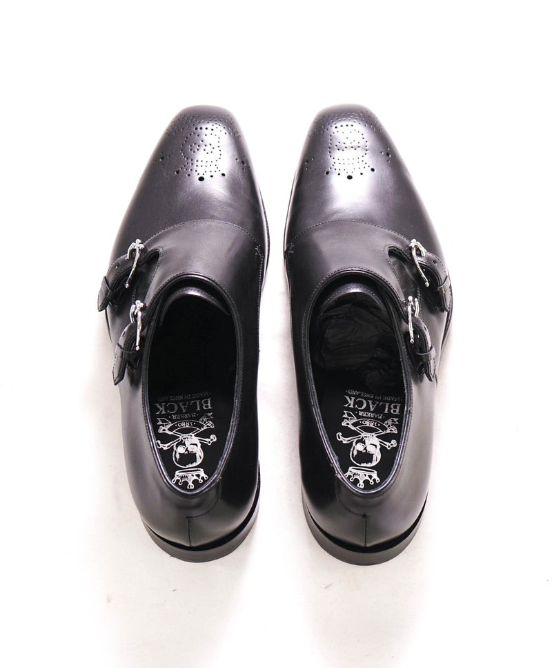 $875 BARKER BLACK - "DOUBLE MONK" Iconic Black Logo Loafer - 9.5US (8.5 UK)