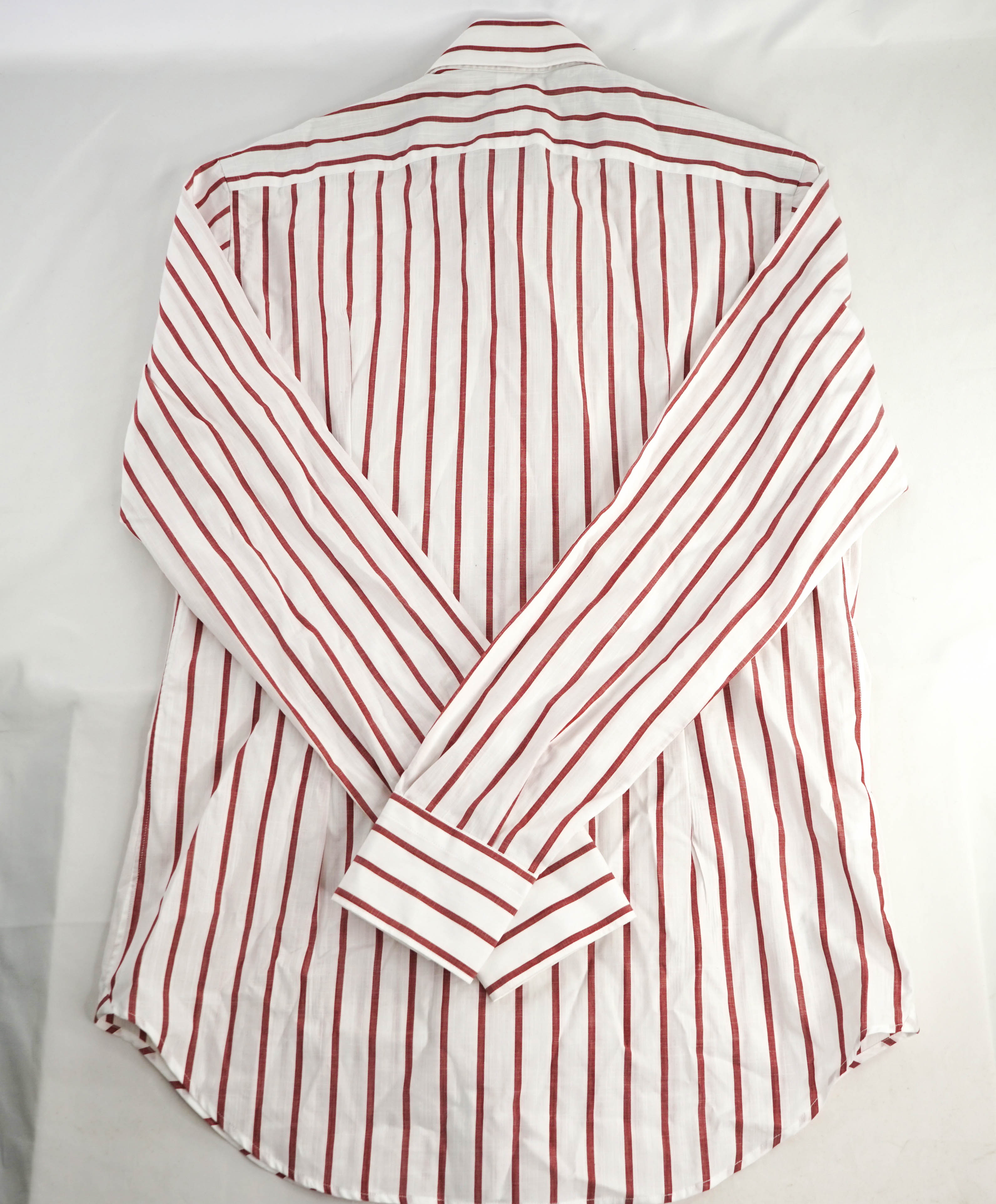 $395 ELEVENTY - *Spread Collar* Red/White Stripe Dress Shirt - M