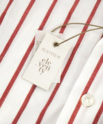 $395 ELEVENTY - *Spread Collar* Red/White Stripe Dress Shirt - M