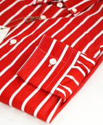 $395 ELEVENTY - Red/White *Button Collar* Stripe Dress Shirt - M