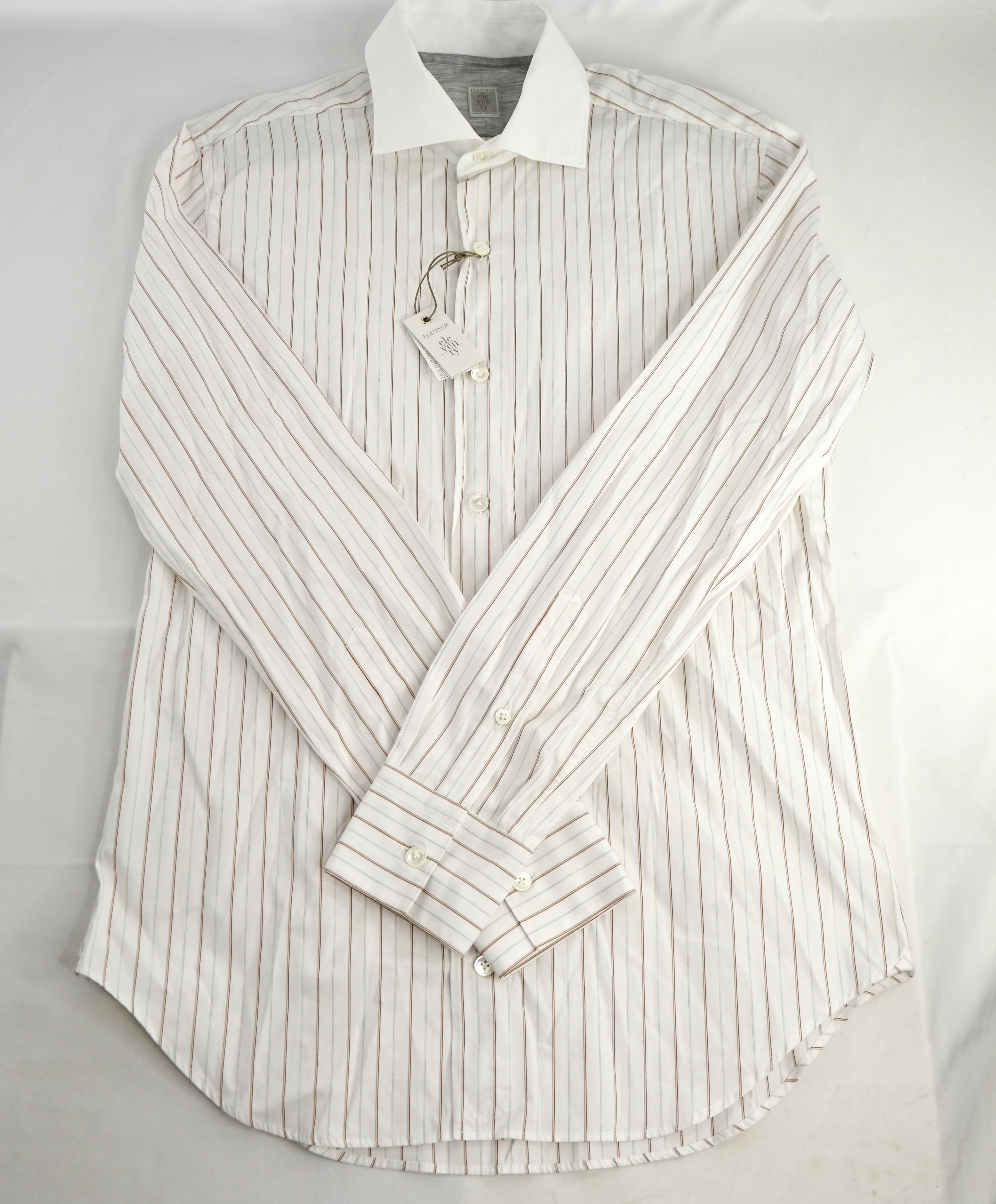 $395 ELEVENTY -*Wide Spread Contrast Collar* Button Dress Shirt - M