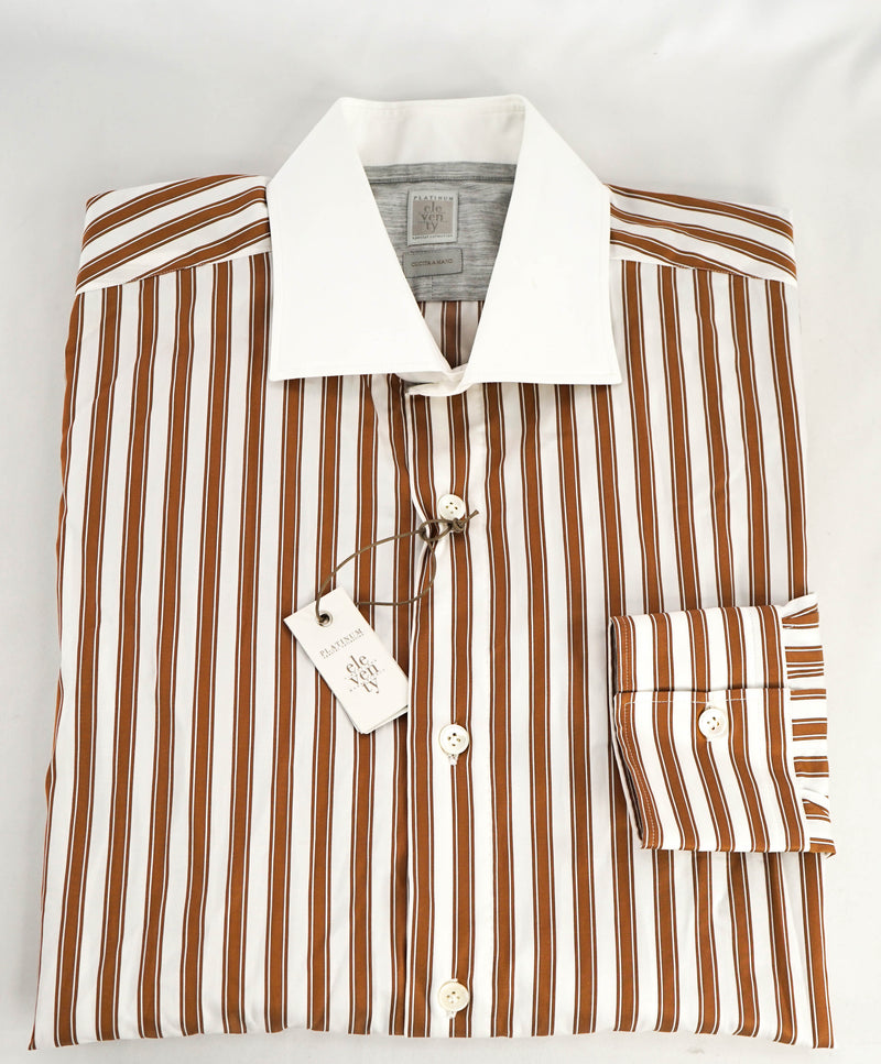 $395 ELEVENTY -*Wide Spread Contrast Collar* Button Dress Shirt - M