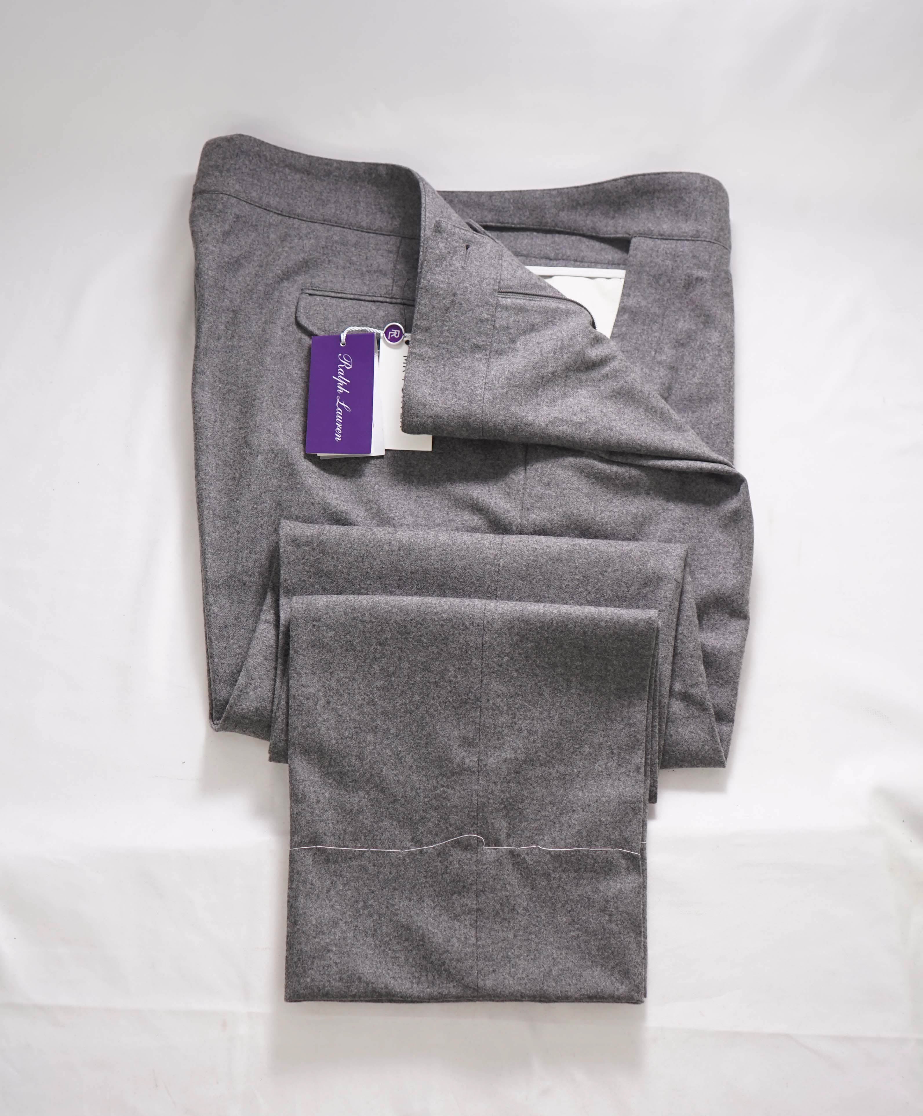 RALPH LAUREN PURPLE LABEL - "BYRON" Neapolitan Flannel Gray Dress Pants - 38W