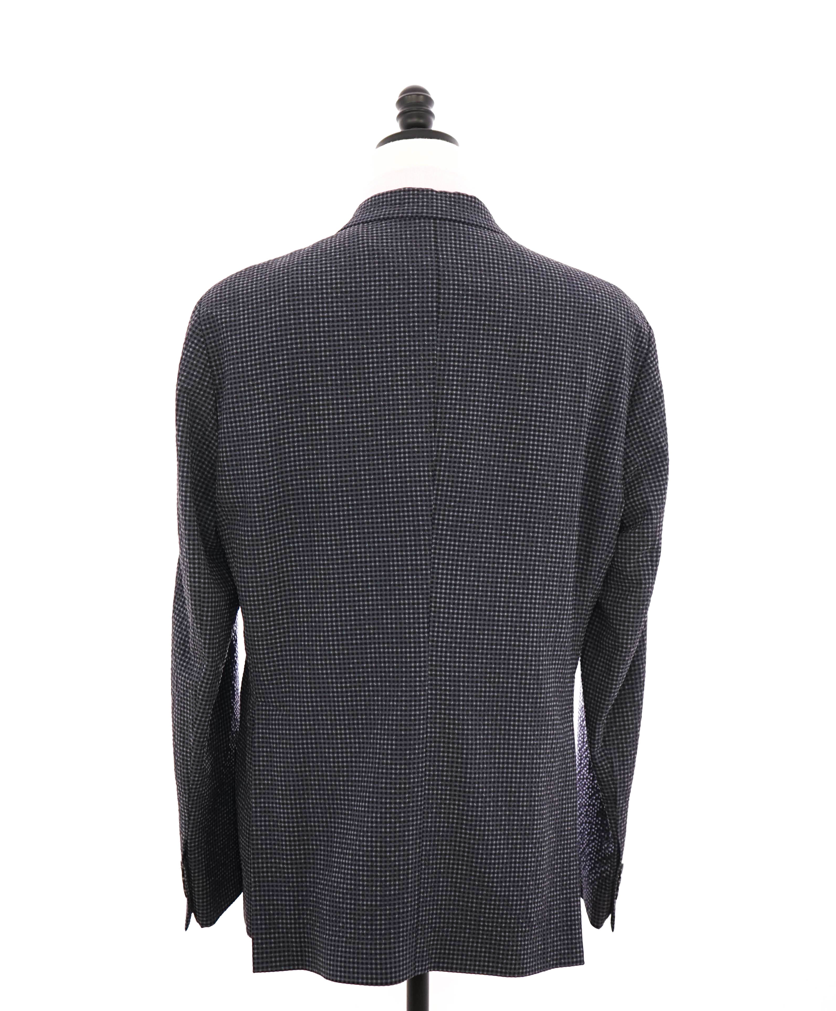 $1,595 EMPORIO ARMANI- Blue WOOL/SILK Seersucker Unlined Blazer - 46R