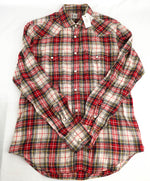 $395 ELEVENTY - Red *Snap Front* LINEN Texas Style Western Shirt - M