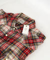 $395 ELEVENTY - Red *Snap Front* LINEN Texas Style Western Shirt - M