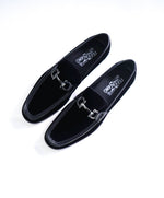 $950 SALVATORE FERRAGAMO - “GRANDIOSO" Gancini Bit Loafer Black Velvet - 10 E