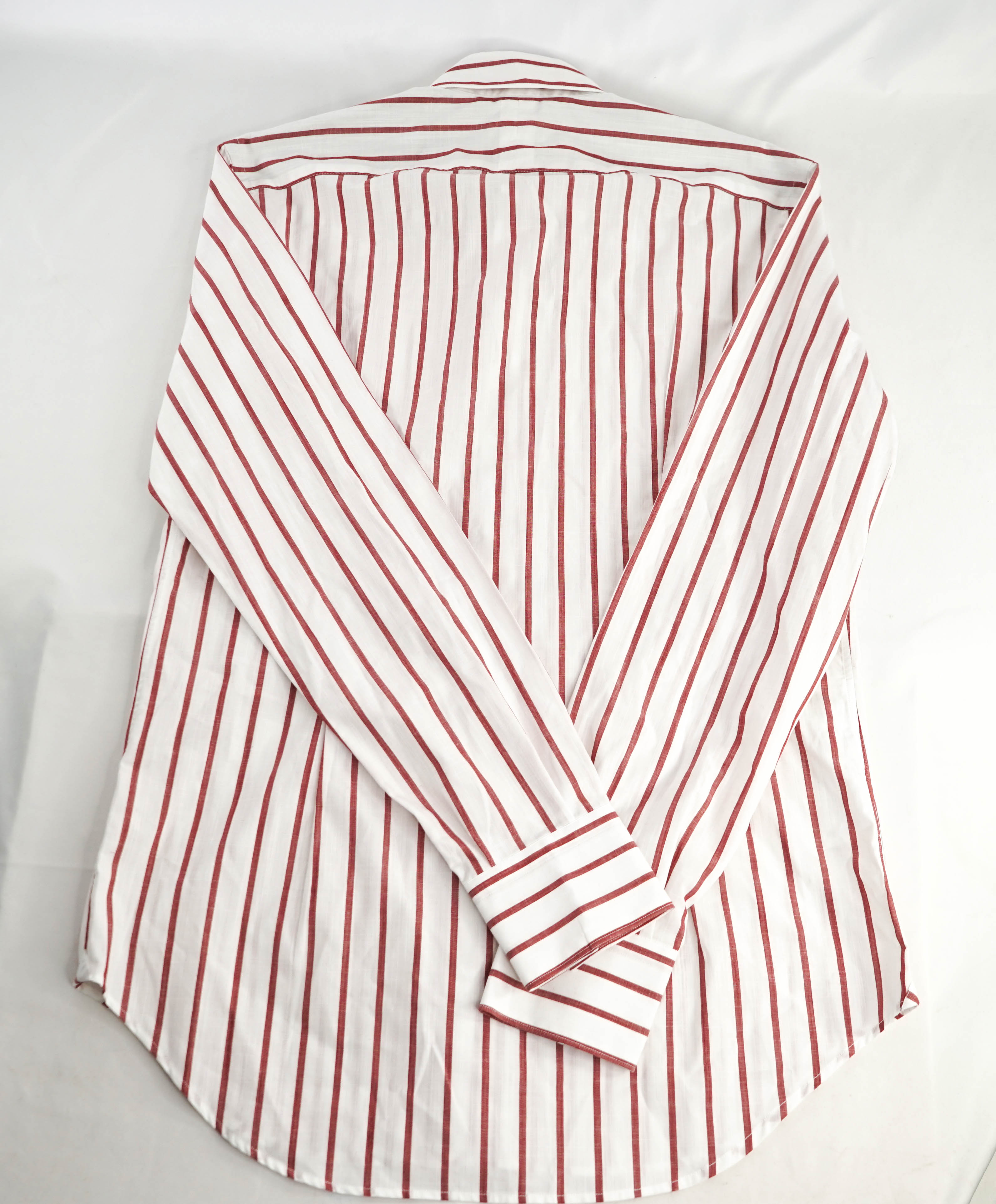 $395 ELEVENTY - Red/White *Button Collar* Stripe Dress Shirt - M