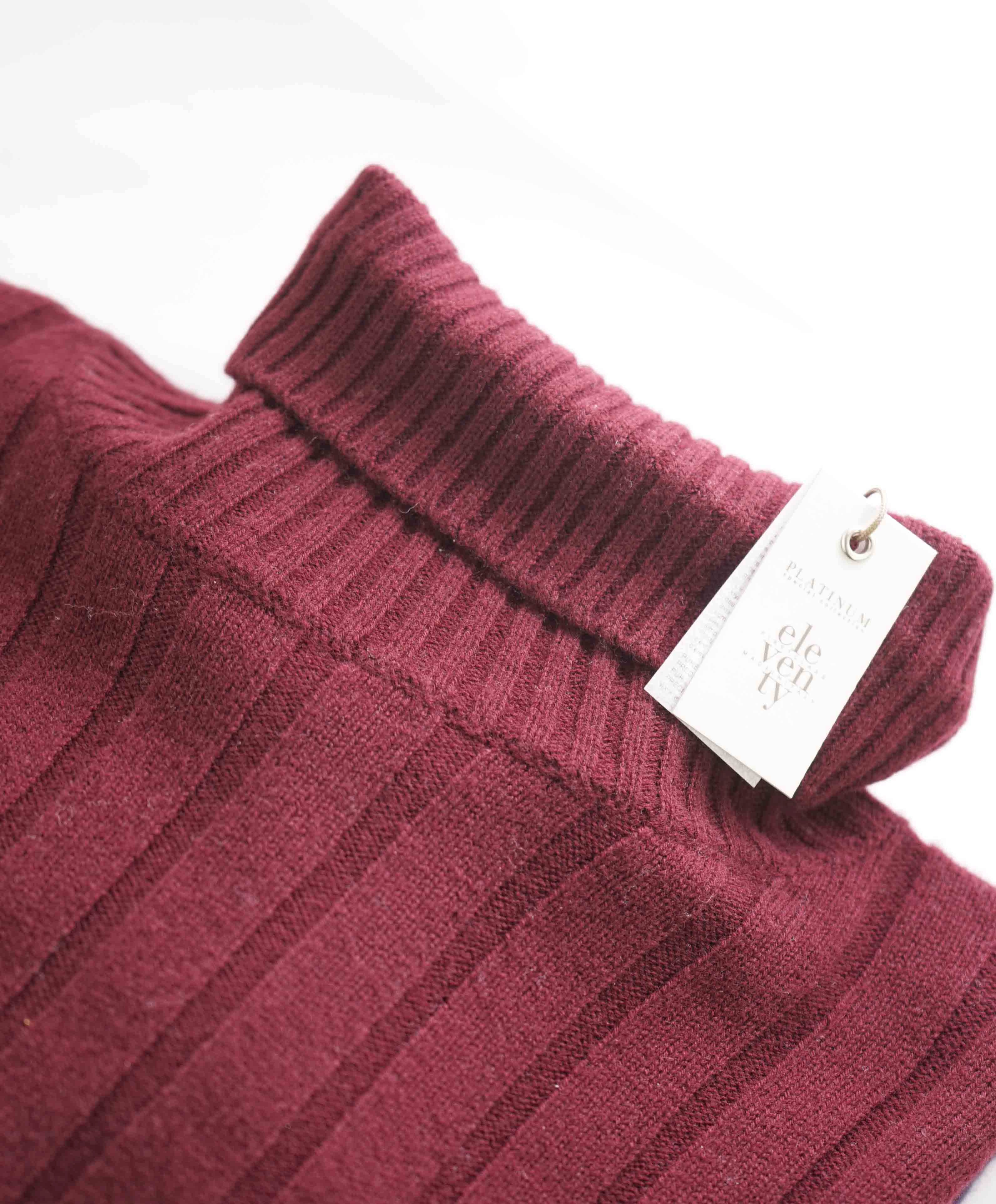 $495 ELEVENTY - *Pure Wool* Burgundy/Navy/White Turtleneck Ribbed Sweater - M