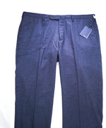 $460 INCOTEX - "Modern Fit" Blue Heathered Wool Dress Pants  -  42W