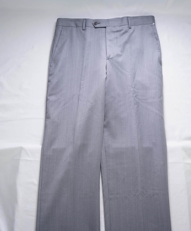 SAKS FIFTH AVE - Gray "Classic" Wool/Silk MADE IN ITALY Flat Front Dress Pants - 32W