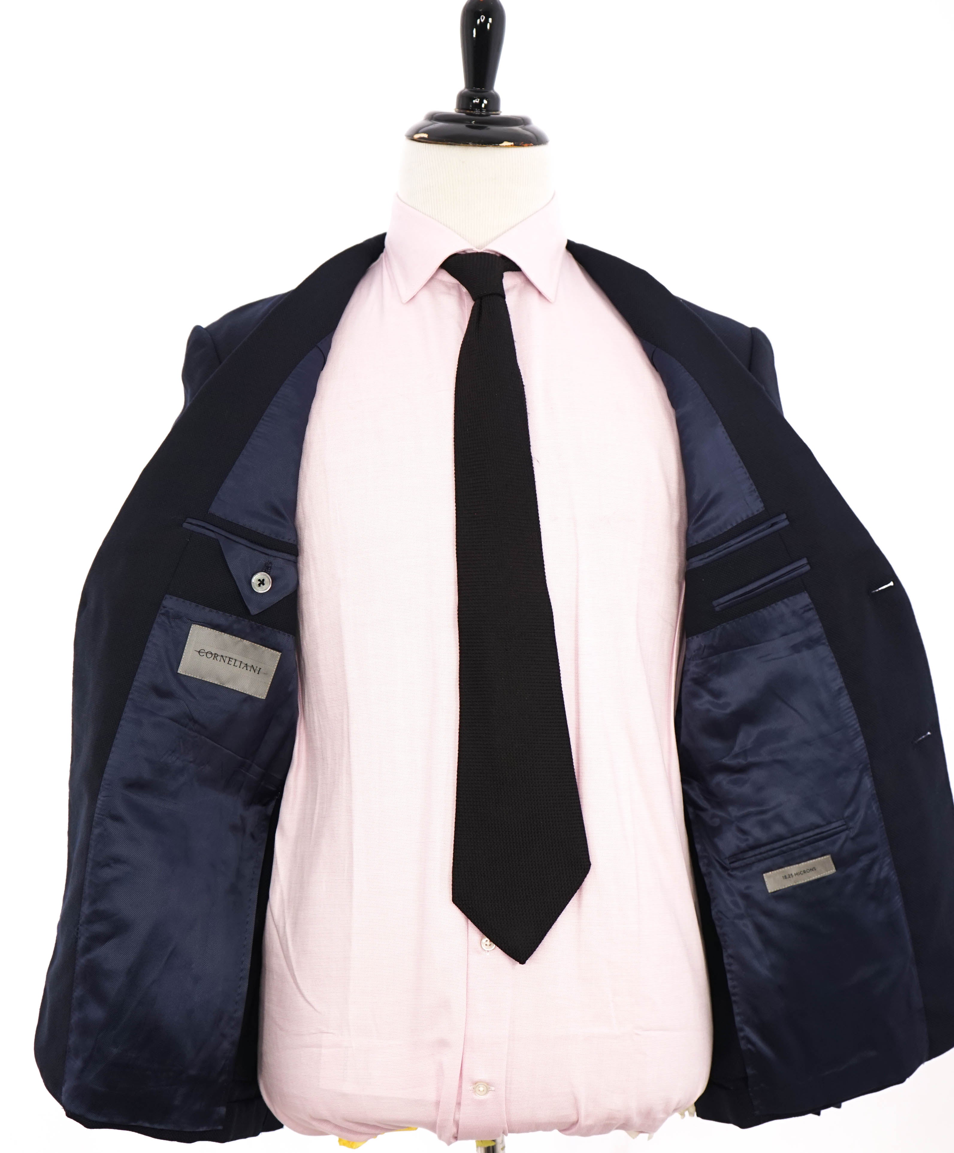 $1,395 CORNELIANI -  HOPSACK Stretch *18,25 MICRONS* Navy Blue Blazer - 38R