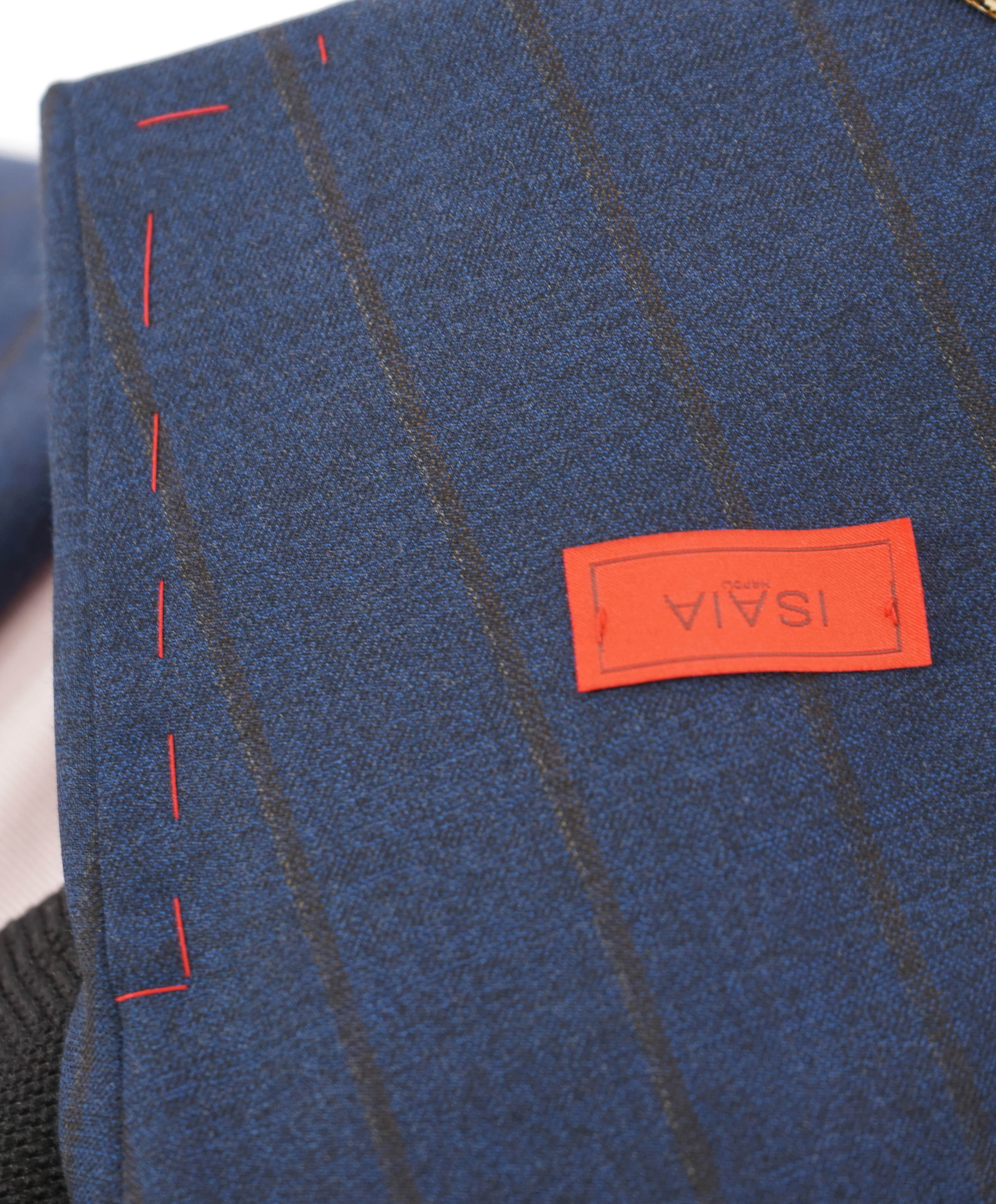 $2,995 ISAIA - Base "GREGORY" 140's Blue/Orange Textured Blazer - 40R