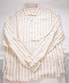 $395 ELEVENTY - *POPOVER* Broad Stripe Neutral LINEN Button Dress Shirt - XL (42) (16.5)