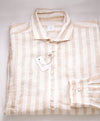 $395 ELEVENTY - *POPOVER* Broad Stripe Neutral LINEN Button Dress Shirt - XL (42) (16.5)