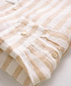 $395 ELEVENTY - *POPOVER* Broad Stripe Neutral LINEN Button Dress Shirt - XL (42) (16.5)