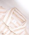 $395 ELEVENTY - *POPOVER* Broad Stripe Neutral LINEN Button Dress Shirt - XL (42) (16.5)