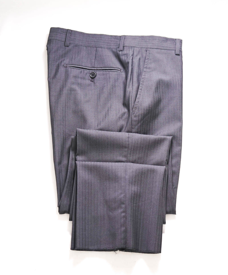 SAKS FIFTH AVE - Gray "Modern" Wool/Silk MADE IN ITALY Flat Front Dress Pants - 32W