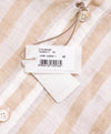 $395 ELEVENTY - *POPOVER* Broad Stripe Neutral LINEN Button Dress Shirt - XL (42) (16.5)