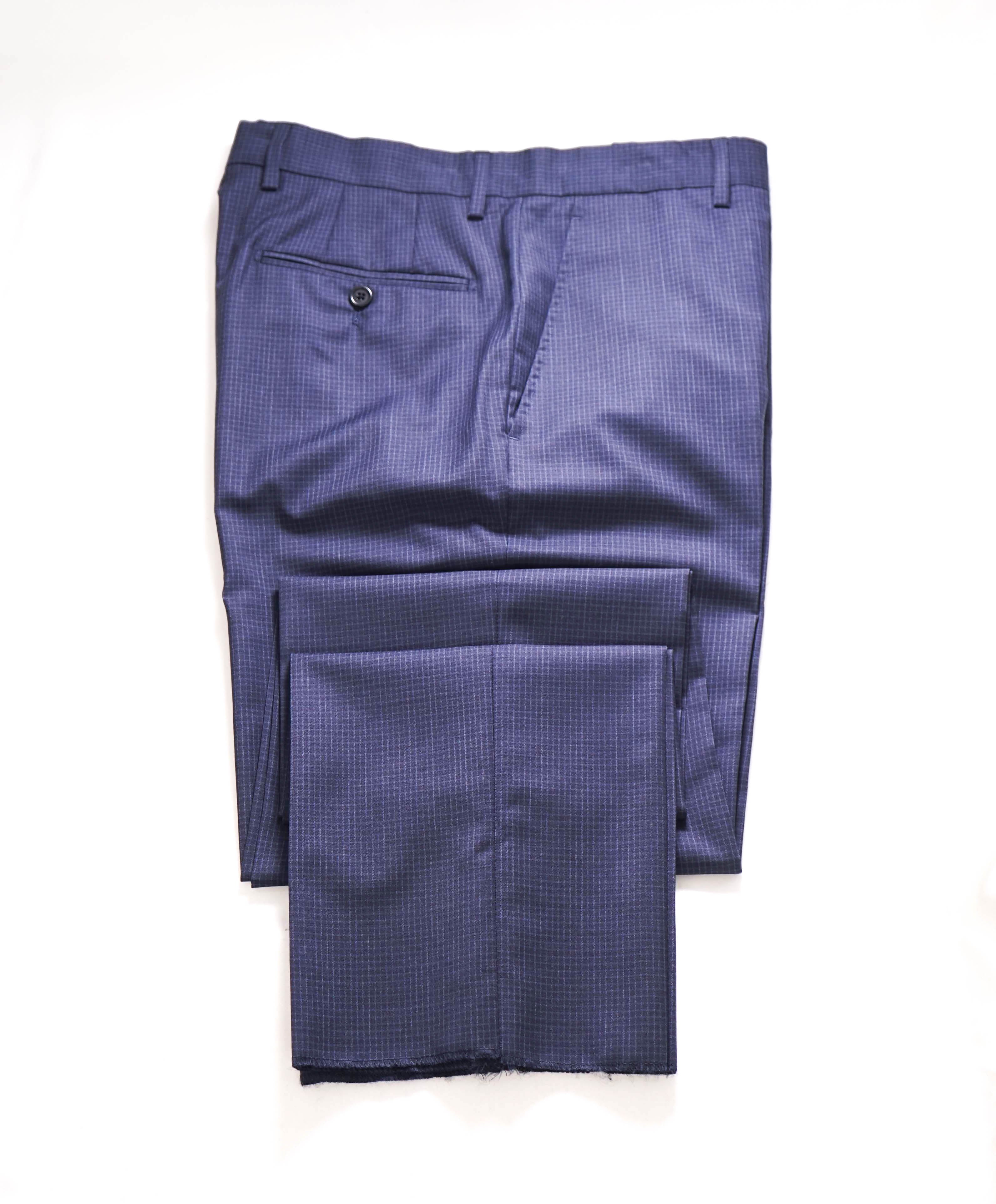 SAKS FIFTH AVE - Blue "Tailored" Wool/Silk MADE IN ITALY Flat Front Dress Pants - 32W