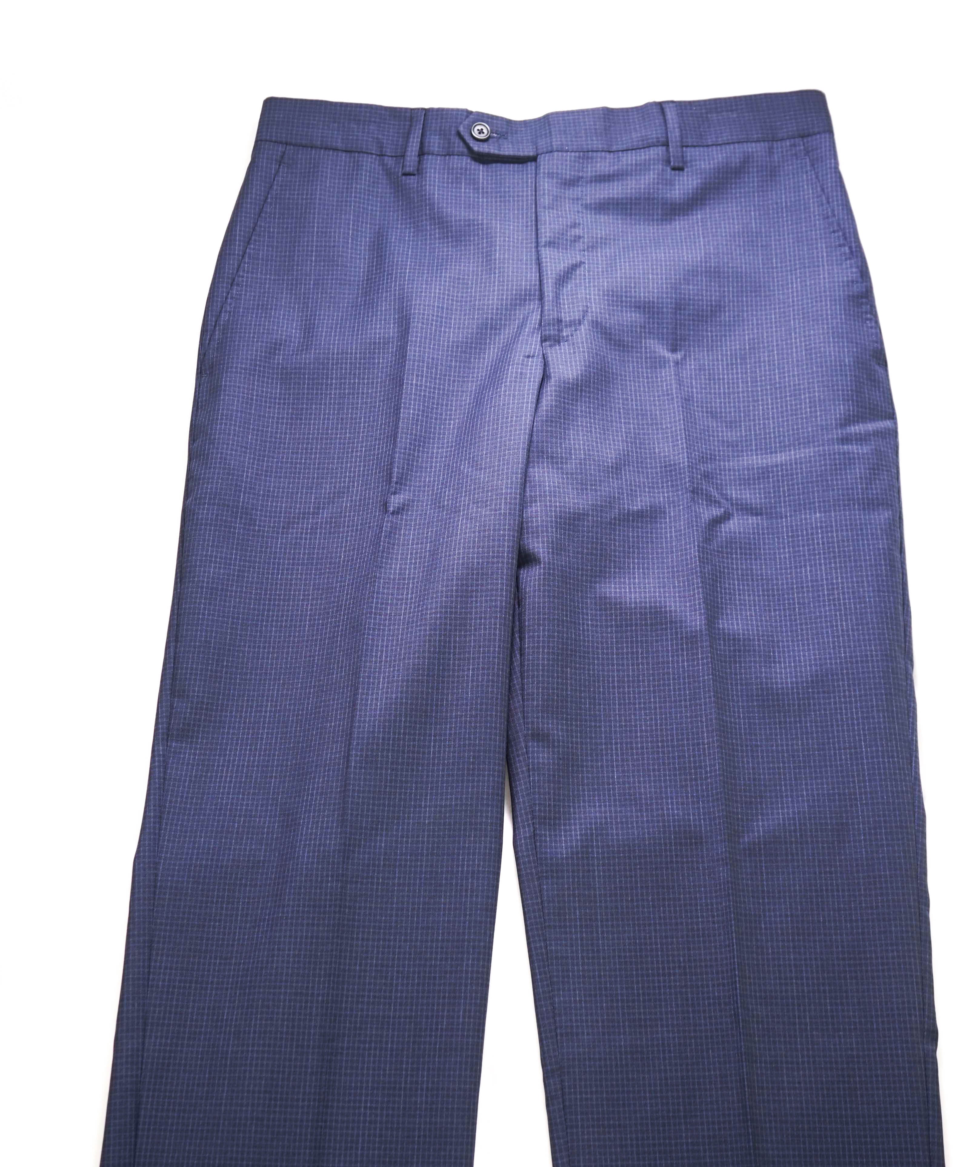 SAKS FIFTH AVE - Blue "Tailored" Wool/Silk MADE IN ITALY Flat Front Dress Pants - 32W