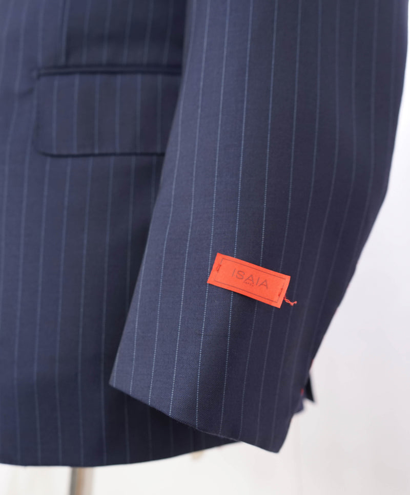 $4,495 ISAIA - Blue "BASE SANITA" Chalk Stripe Coral Pin Suit - 38R