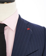 $4,495 ISAIA - Blue "BASE SANITA" Chalk Stripe Coral Pin Suit - 38R