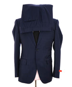 $4,495 ISAIA - Blue "BASE SANITA" Chalk Stripe Coral Pin Suit - 38R