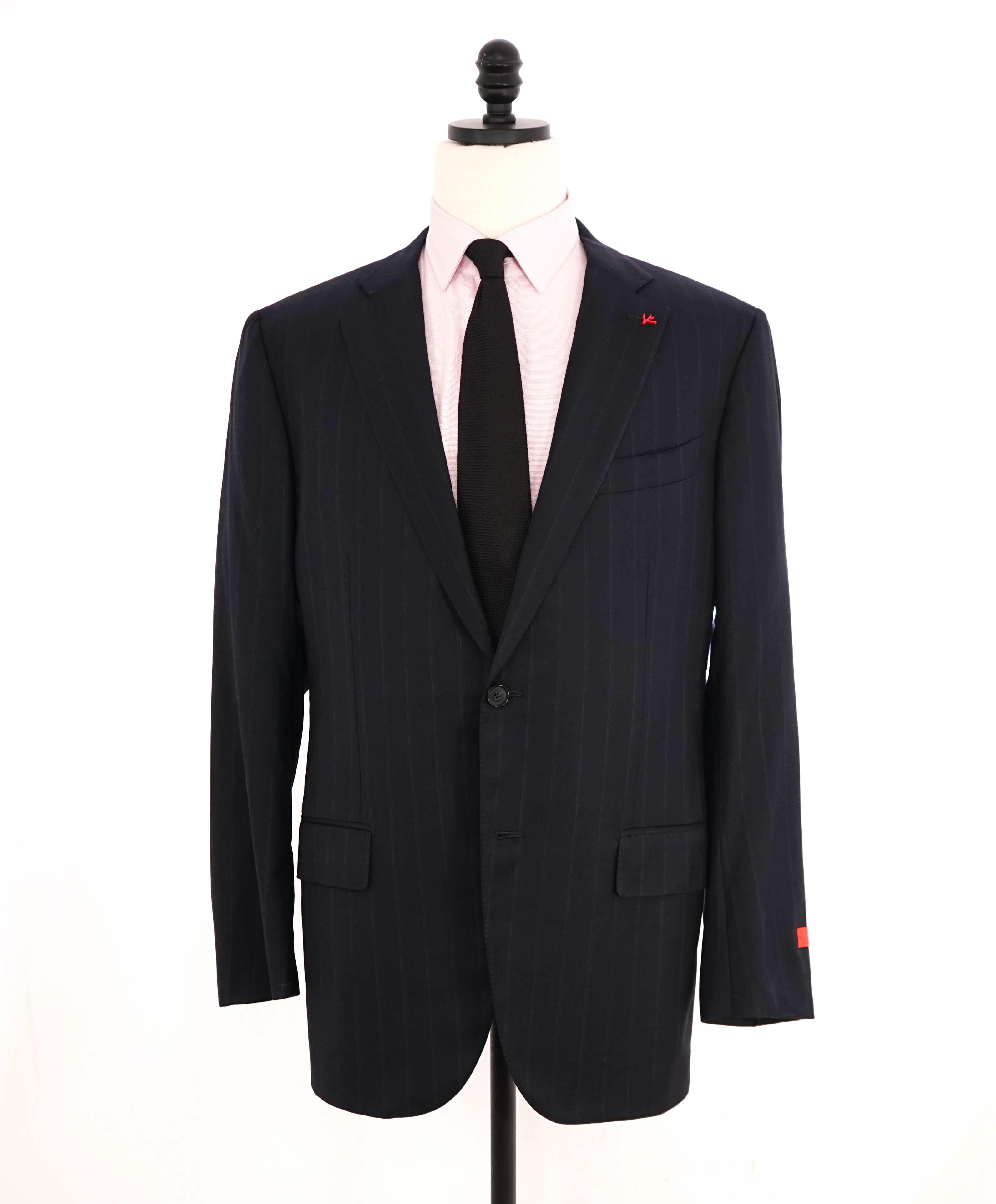 $5,750 ISAIA - "COMFORT PROJECT" Navy Subtle Tonal Chalk Stripe Suit - 46R