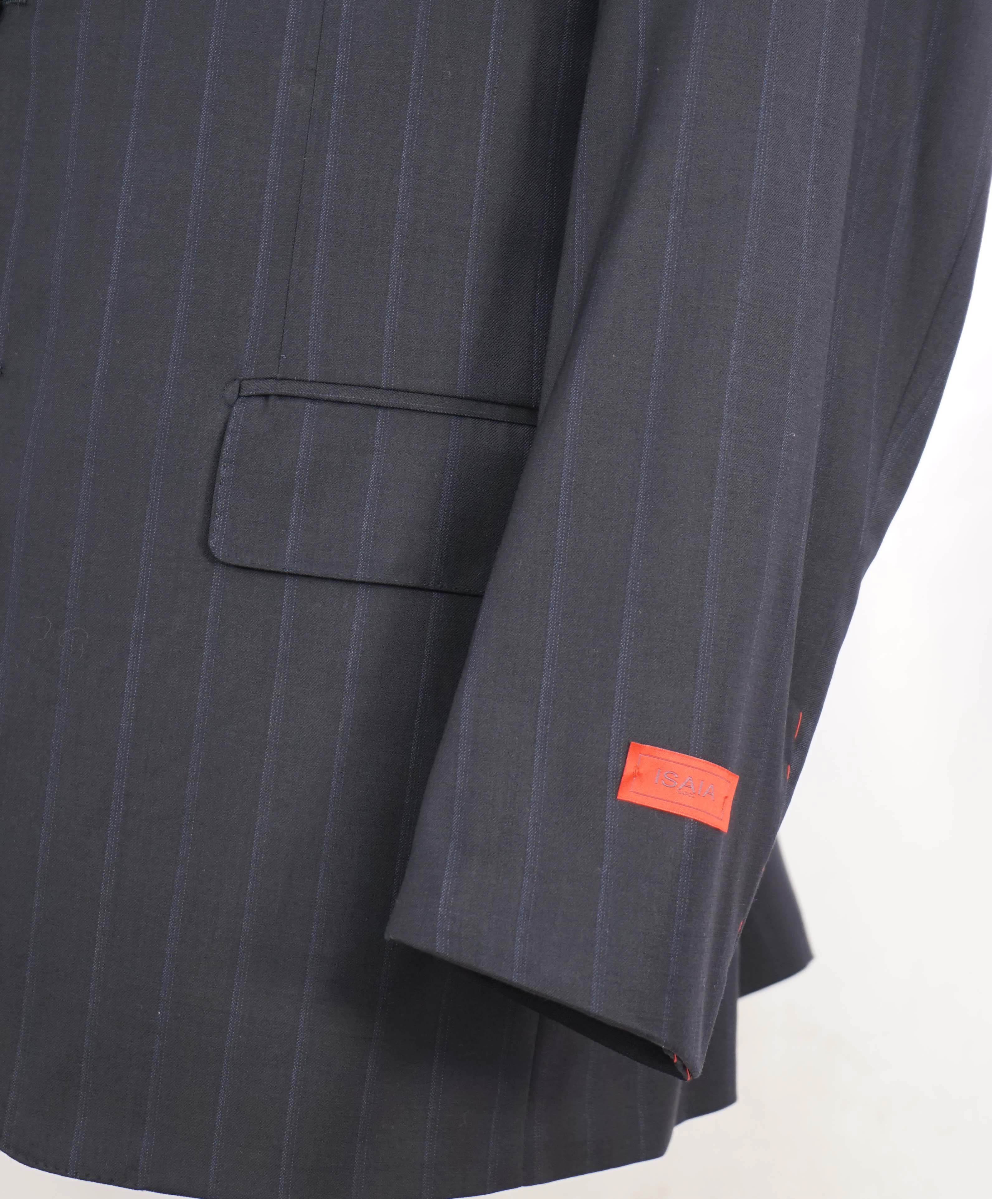 $5,750 ISAIA - "COMFORT PROJECT" Navy Subtle Tonal Chalk Stripe Suit - 46R