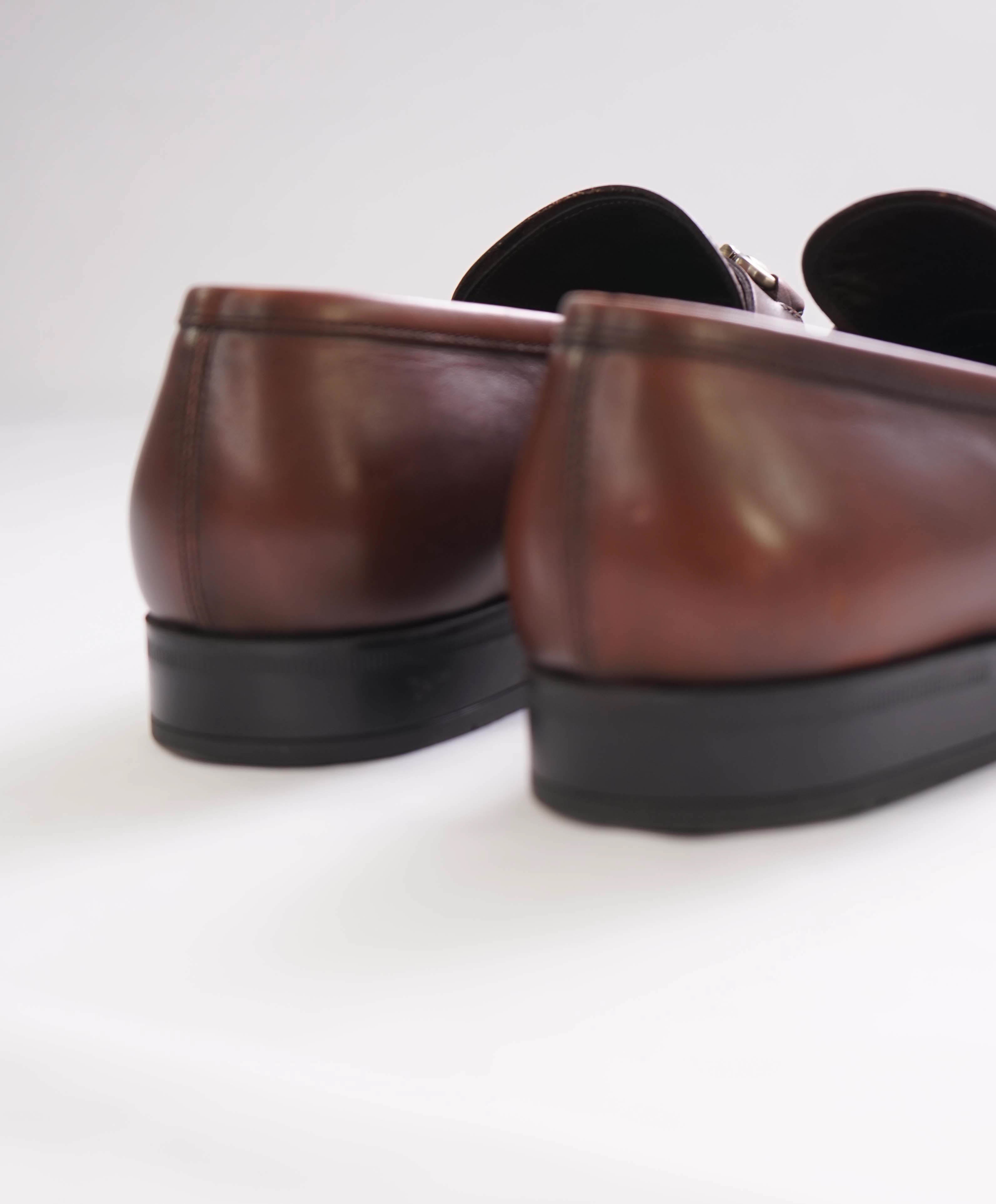 $750 SALVATORE FERRAGAMO - "GIANT" Brown Leather Loafer- 9EE