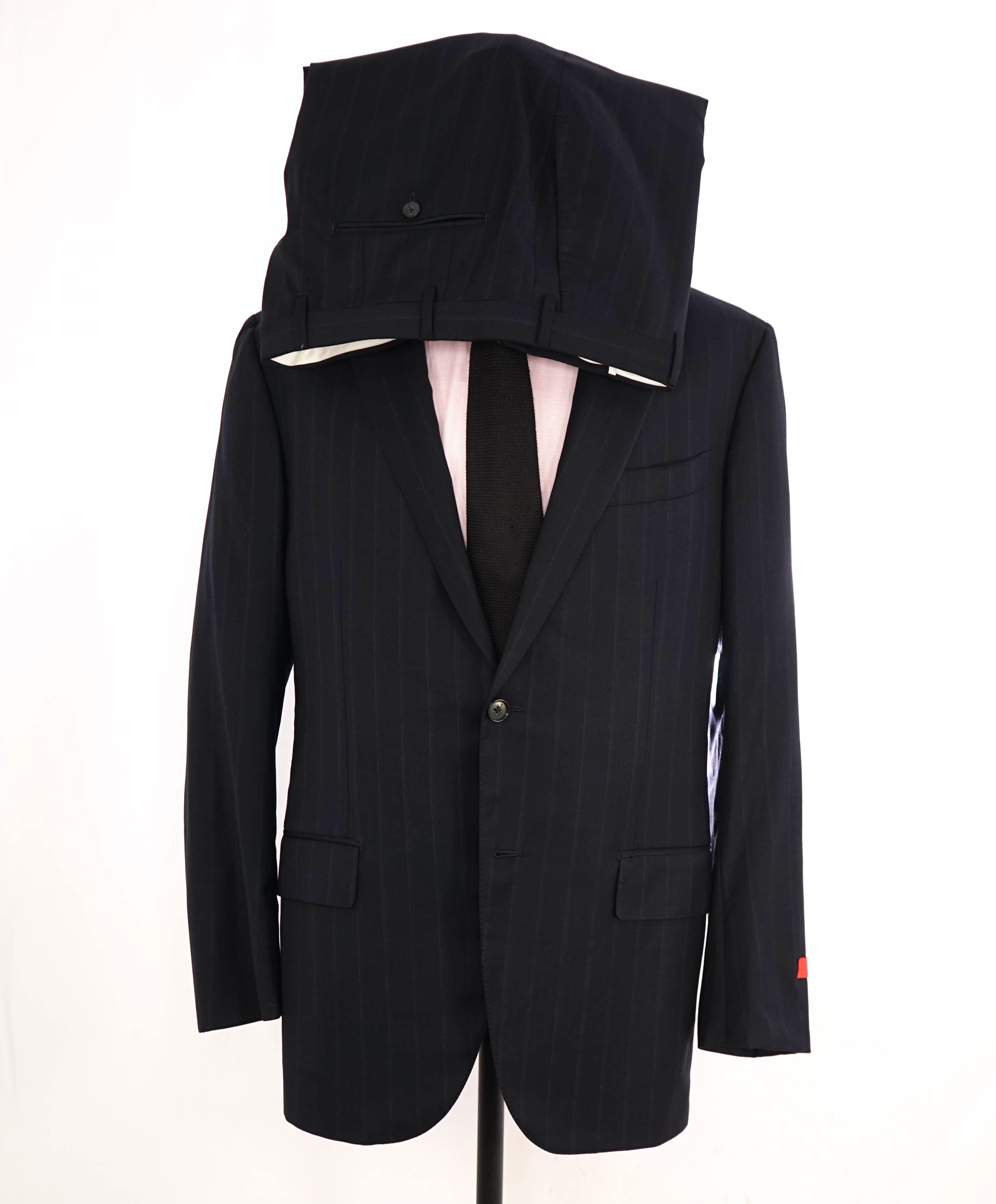 $5,750 ISAIA - "COMFORT PROJECT" Navy Subtle Tonal Chalk Stripe Suit - 46R