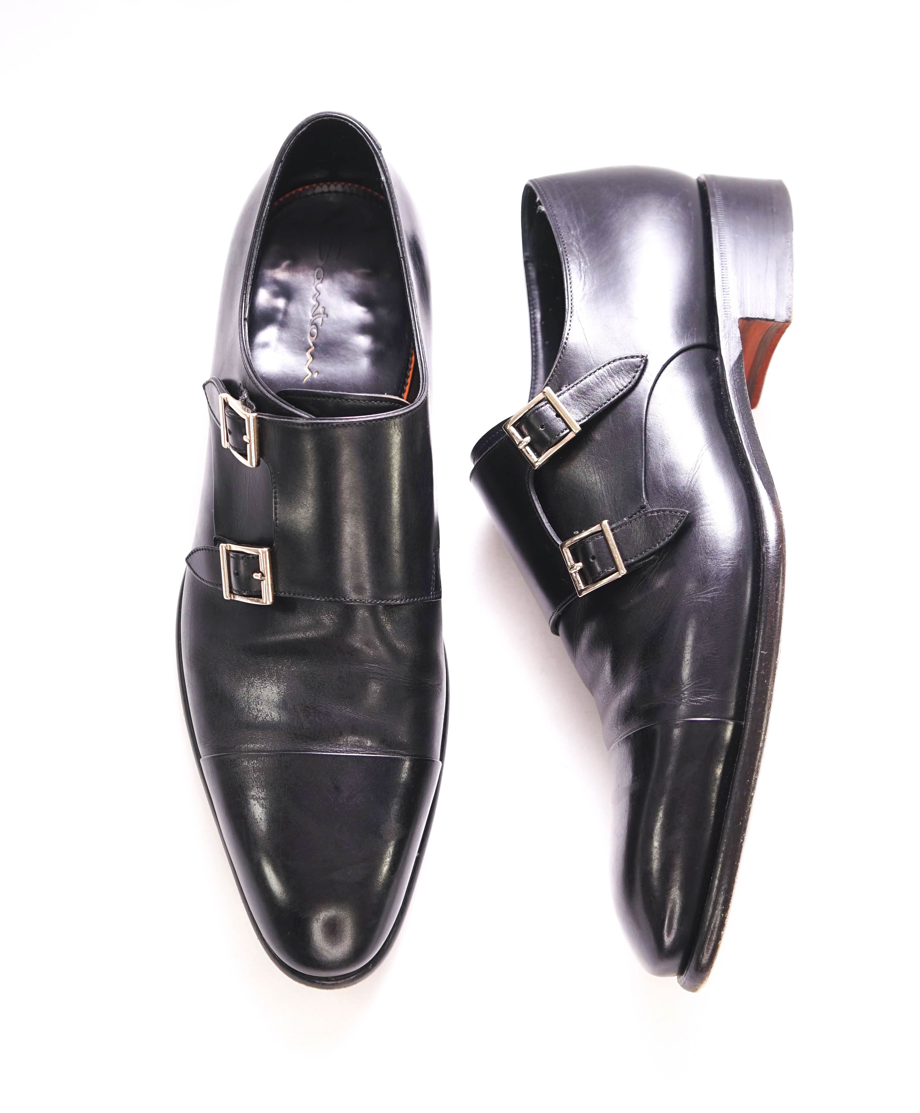 $1,595 SANTONI - "GOODYEAR WELT” Monk Strap Loafers - 12 US (11 IT)