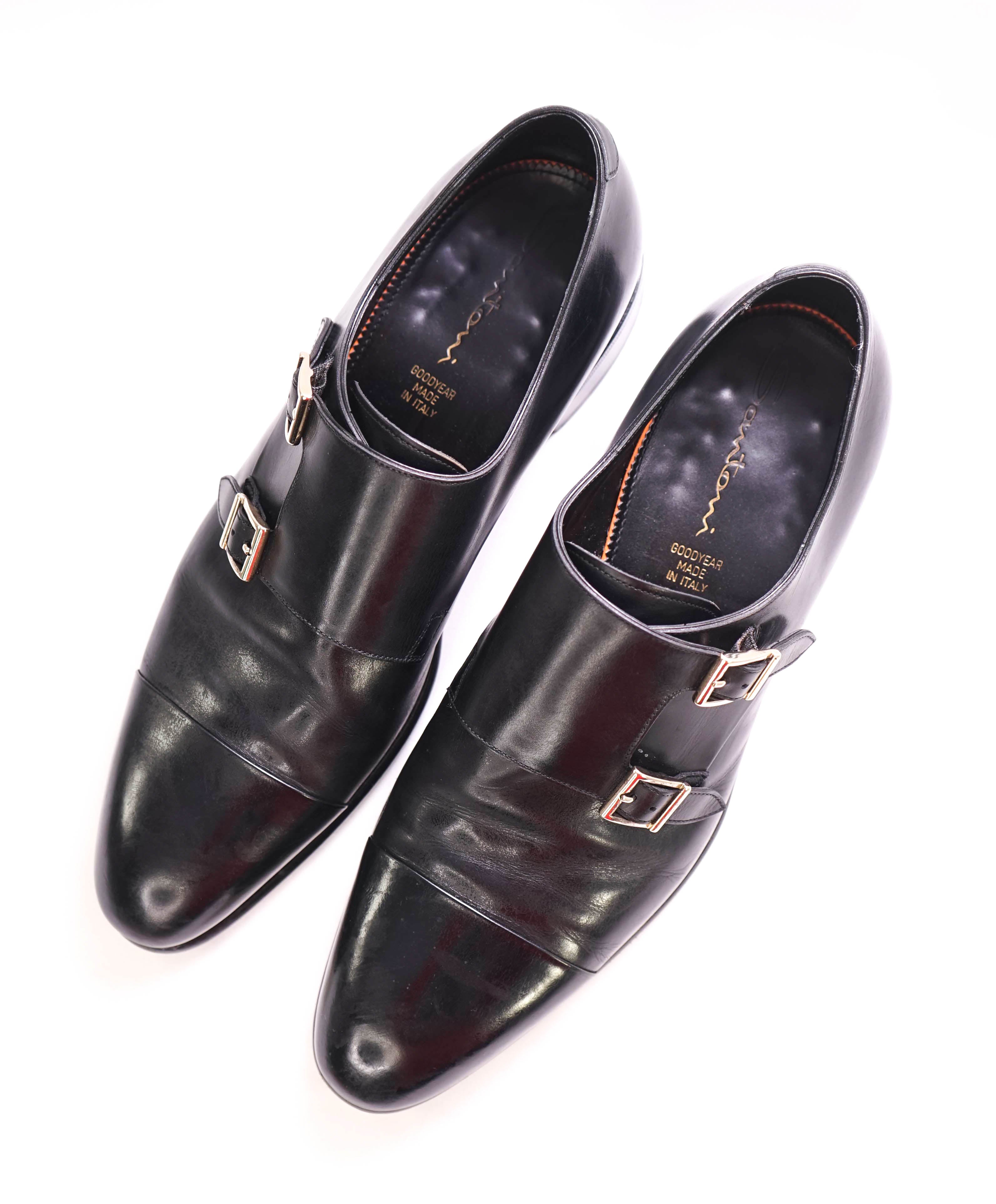 $1,595 SANTONI - "GOODYEAR WELT” Monk Strap Loafers - 12 US (11 IT)