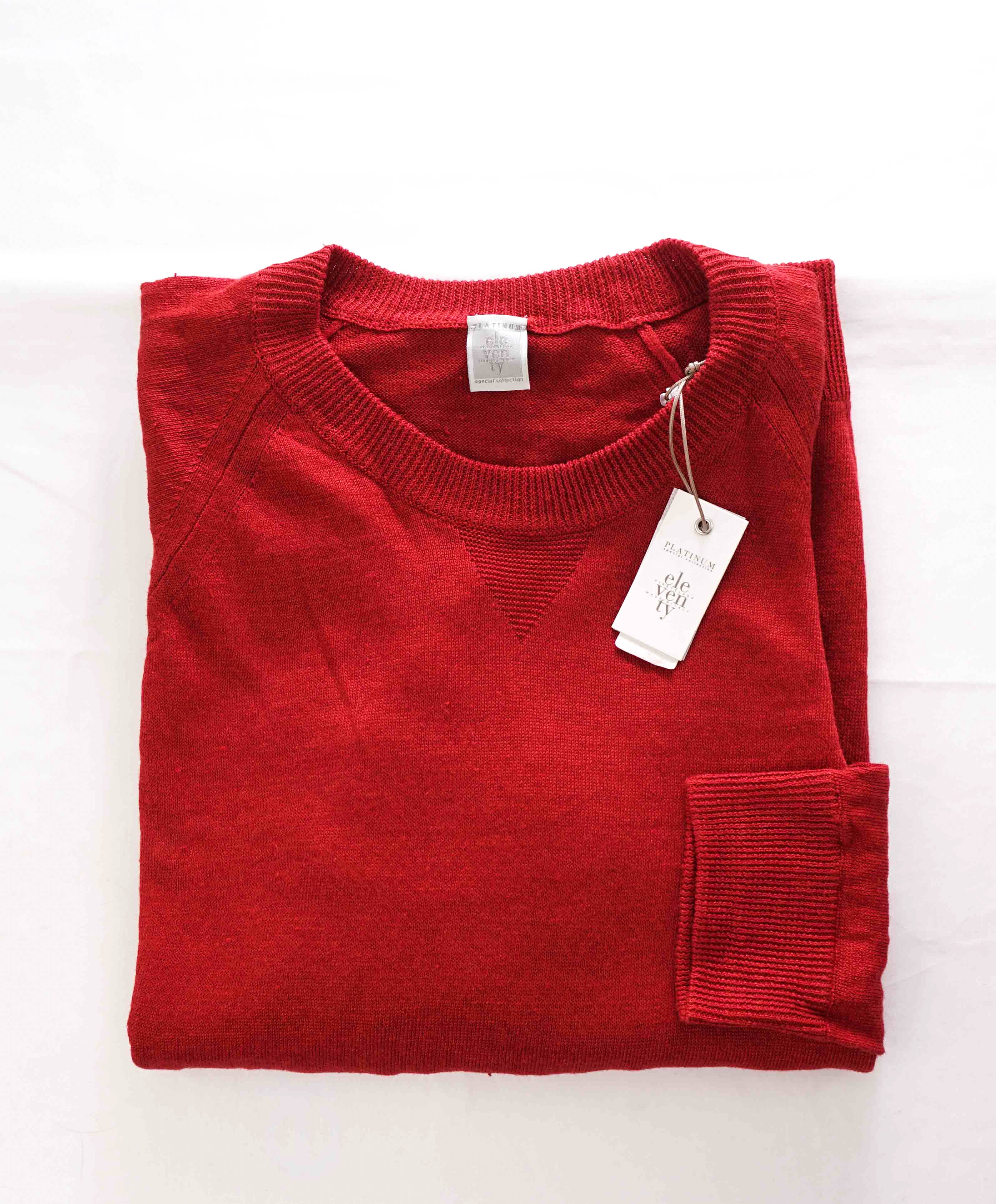 Copy of $395 ELEVENTY - Red Crewneck Premium Pure Wool Sweater - M