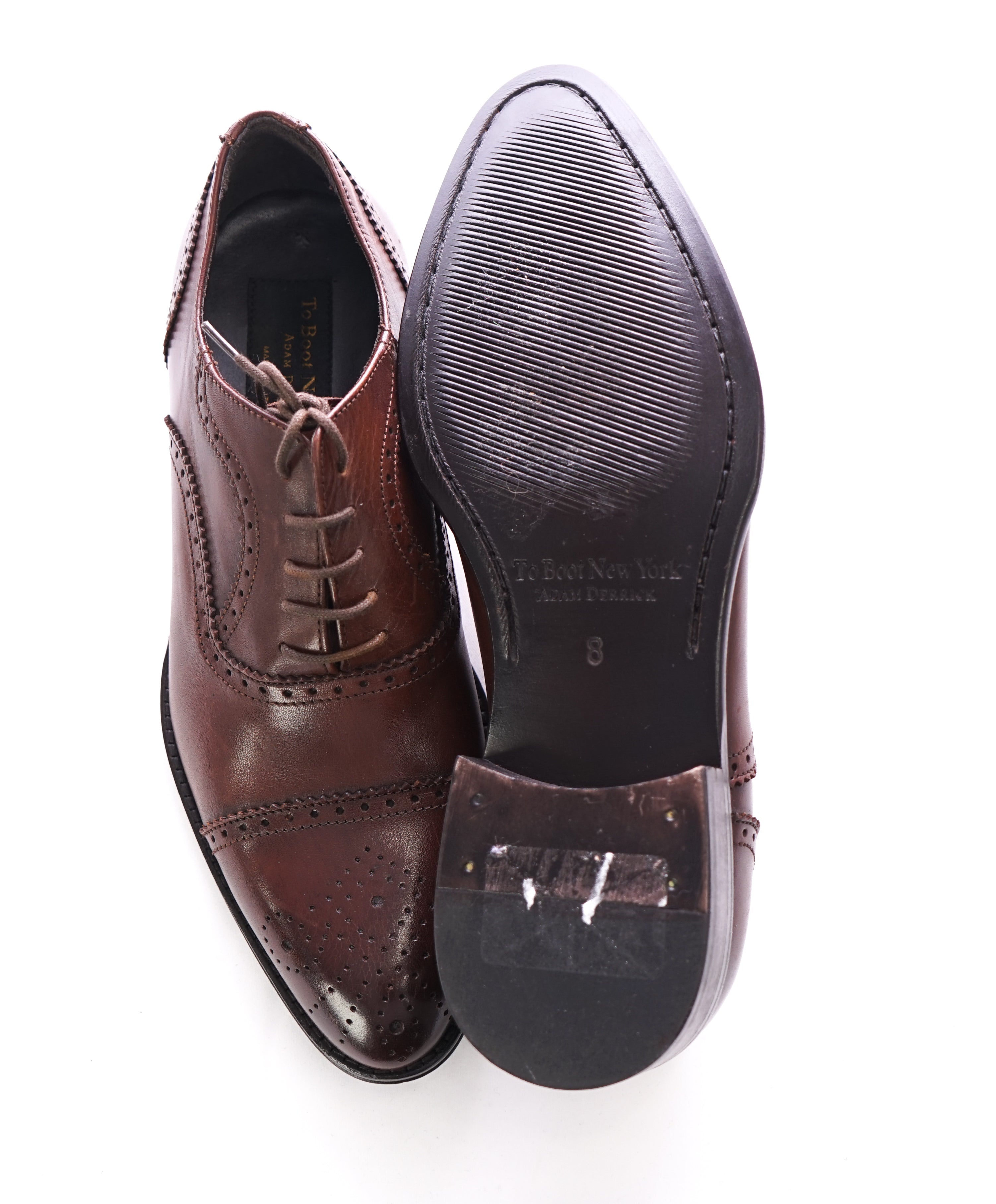 TO BOOT NEW YORK - "CAPOTE" Brown Brogue Cap-Toe Oxfords - 8