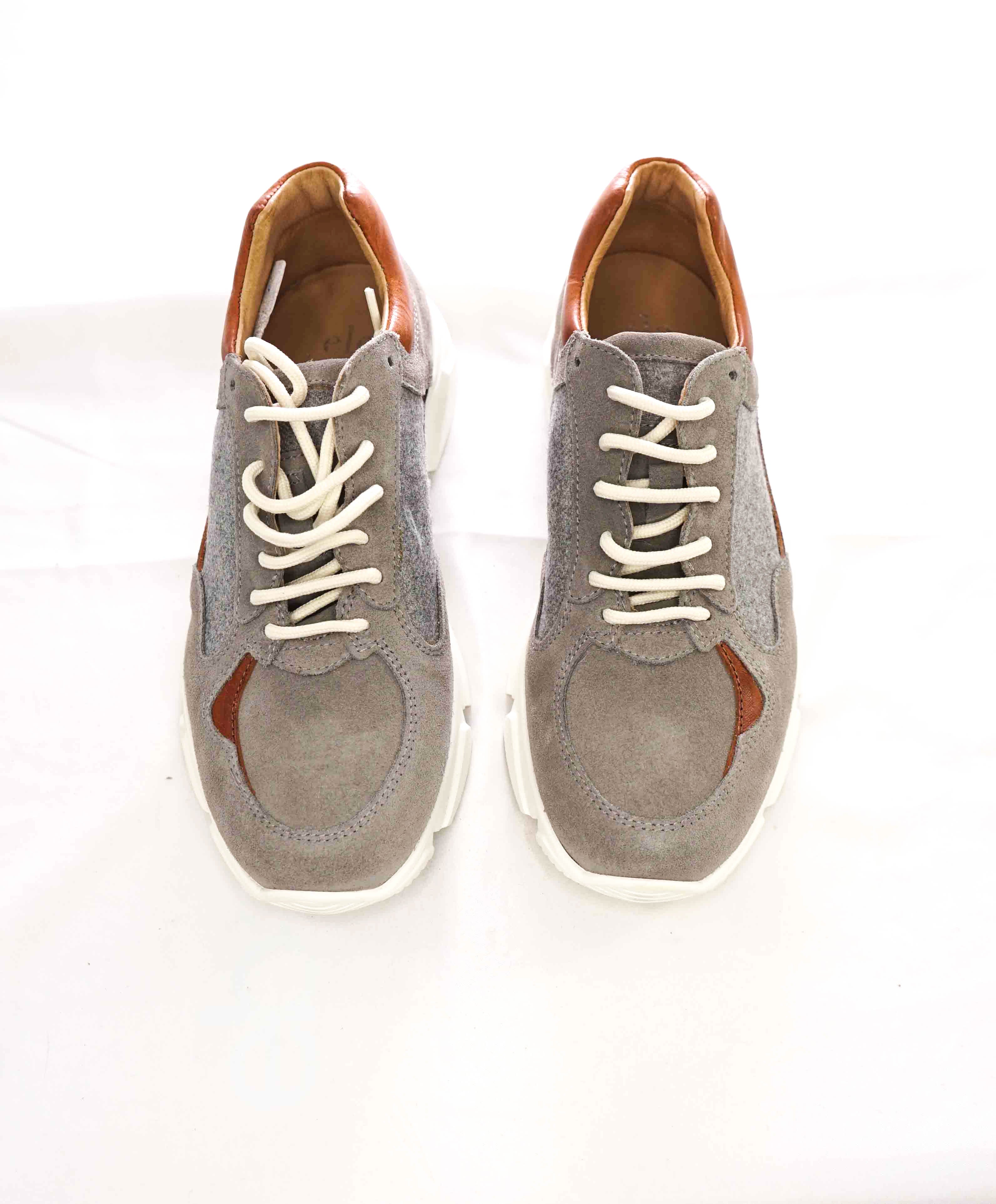 $695 ELEVENTY - Flannel Wool / Suede Leather Runner Sneakers - 7 US (40EU)