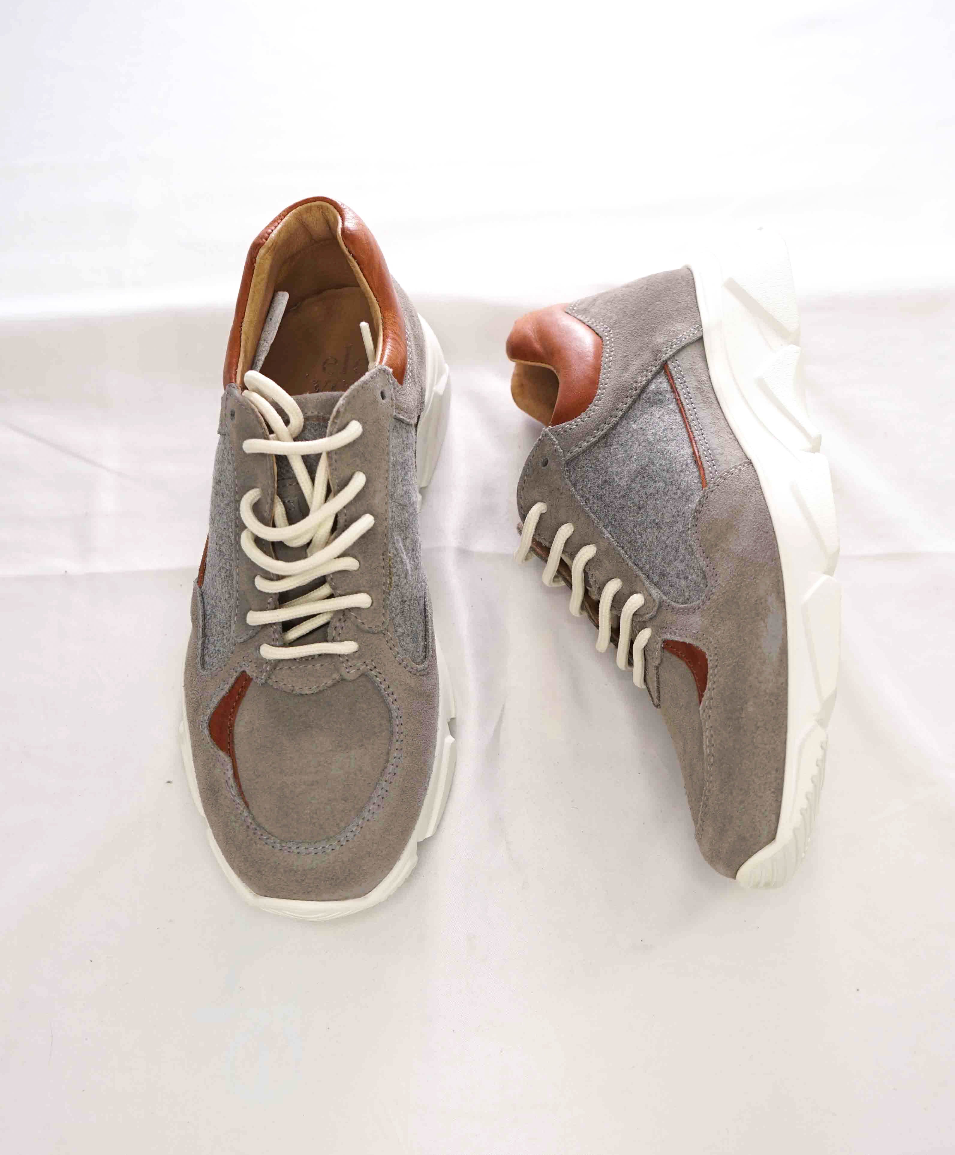 $695 ELEVENTY - Flannel Wool / Suede Leather Runner Sneakers - 11 US (44EU)