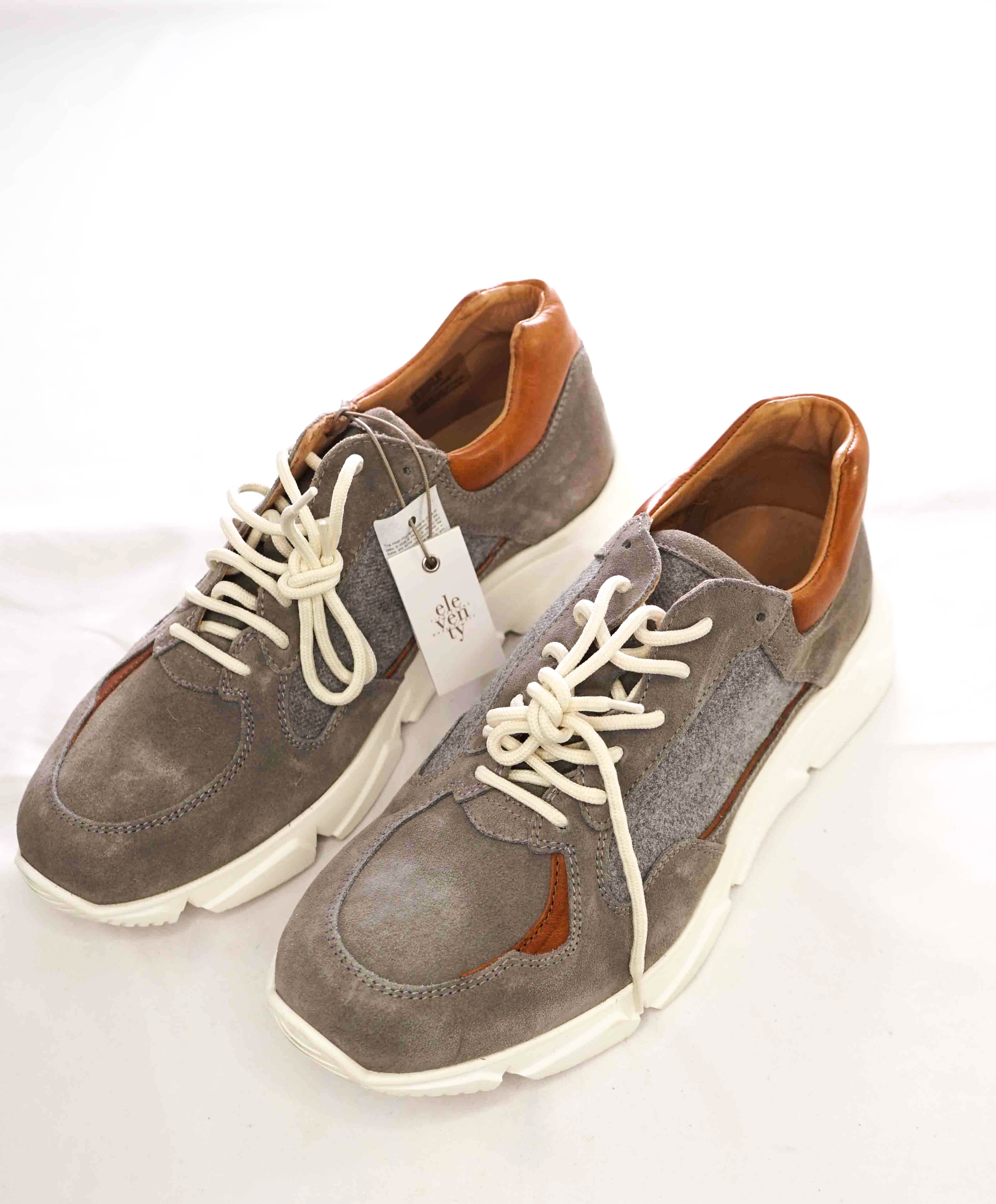 $695 ELEVENTY - Flannel Wool / Suede Leather Runner Sneakers - 11 US (44EU)