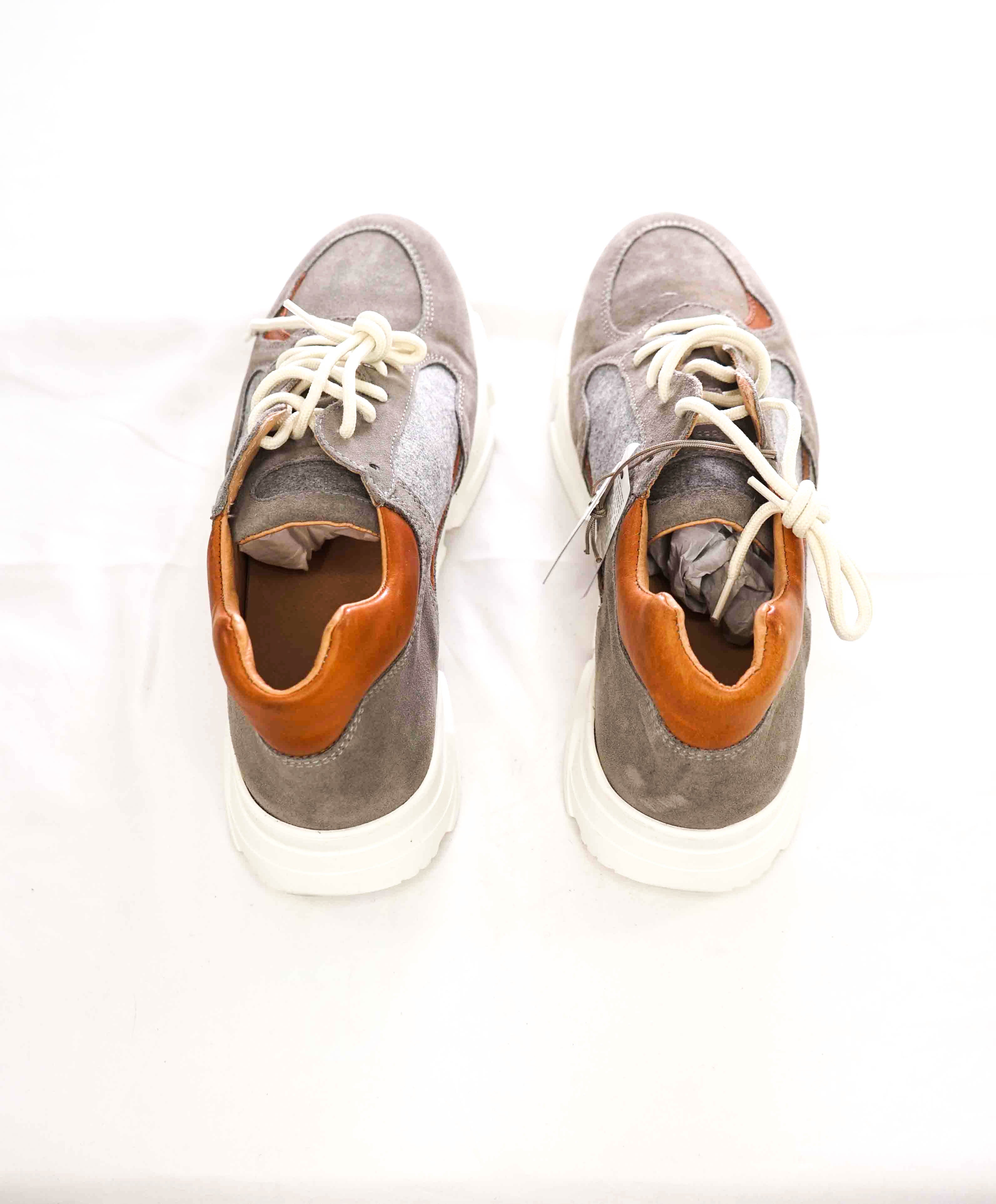 $695 ELEVENTY - Flannel Wool / Suede Leather Runner Sneakers - 11 US (44EU)